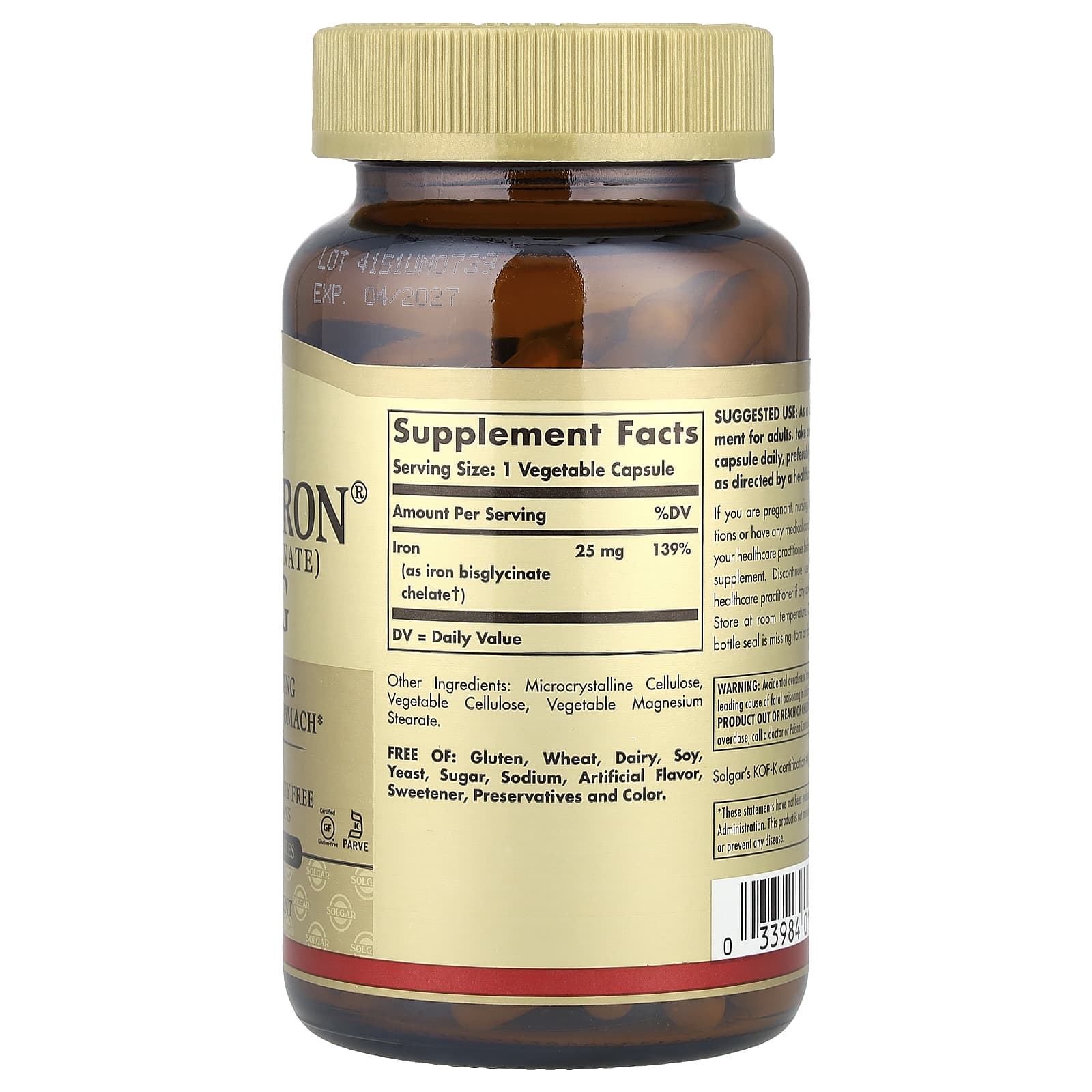Gentle Iron 25mg ingredienser & etikett
