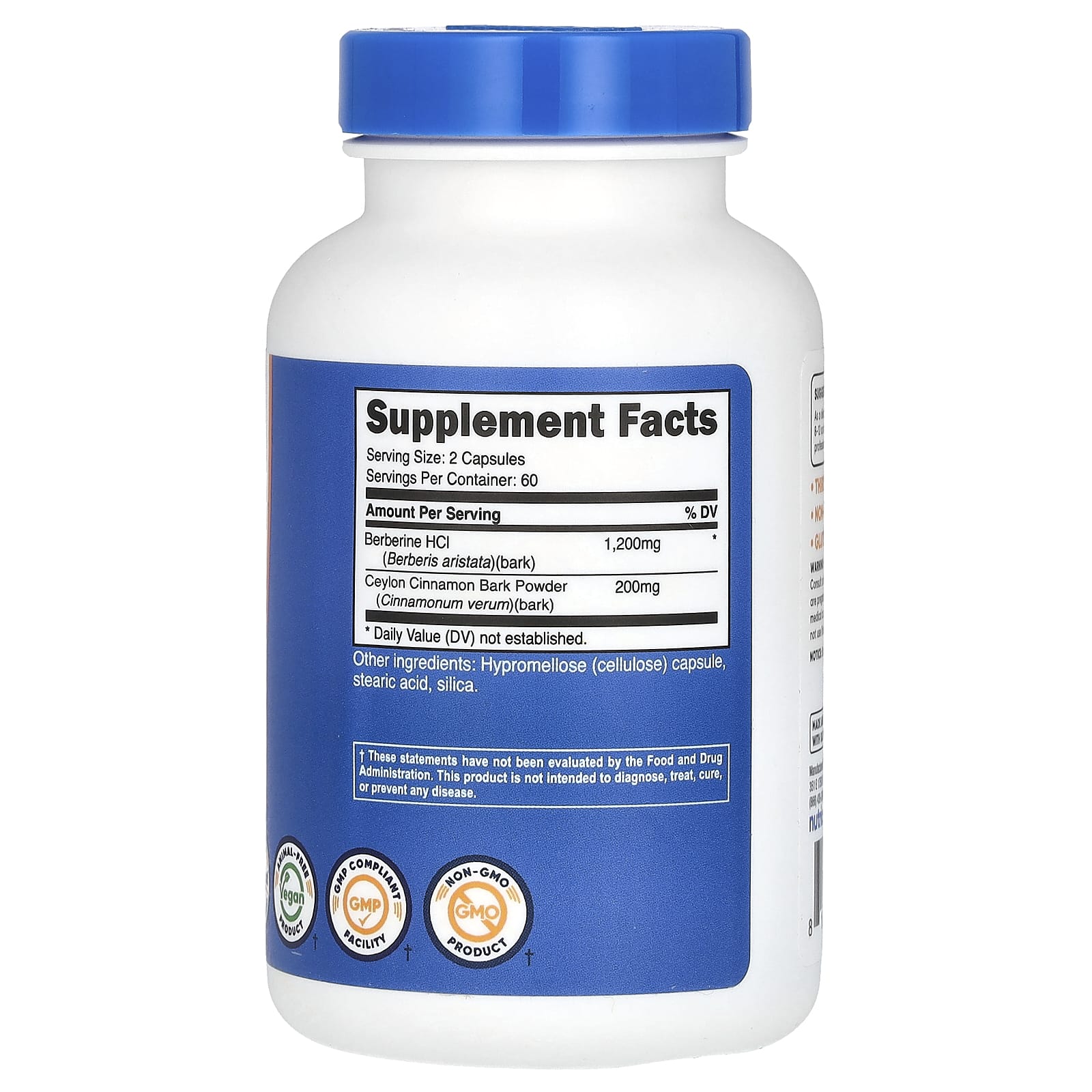 Nutricost - Berberin HCL med Ceylon Kanel - 120 Kapsler