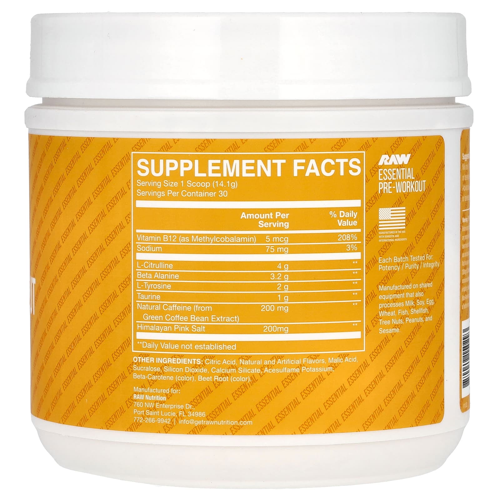 Raw Nutrition - Essential Pre-Workout, Red White 'N Bum - 393g