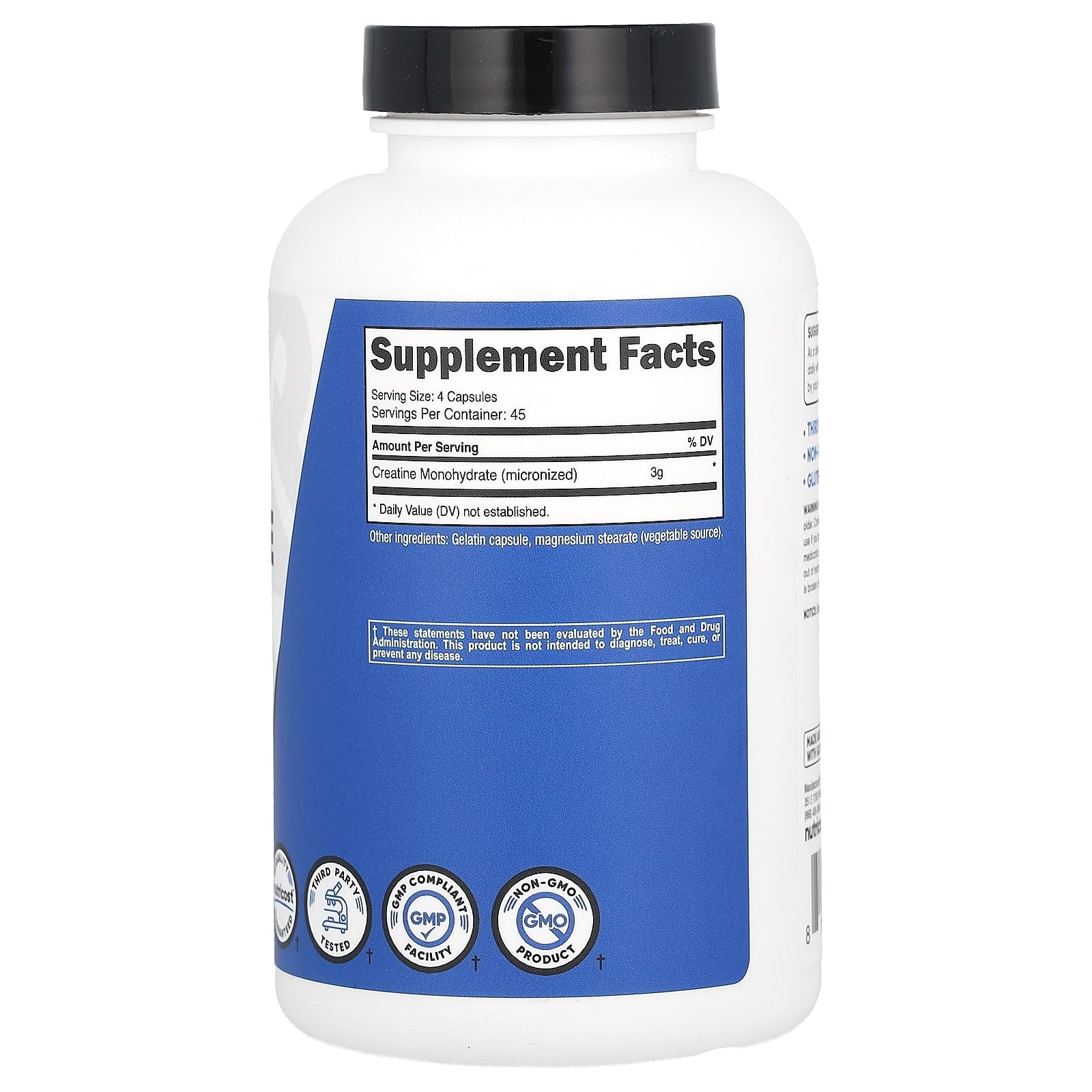 Nutricost Creatine Monohydrate ingredienser etikett
