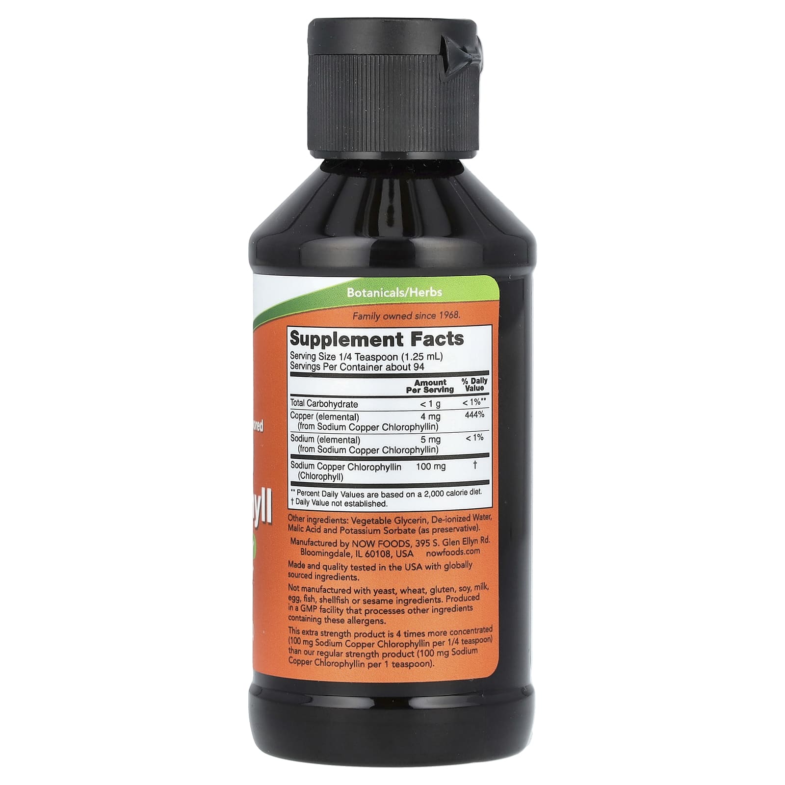 Extra Strength Liquid Chlorophyll flaska detalj