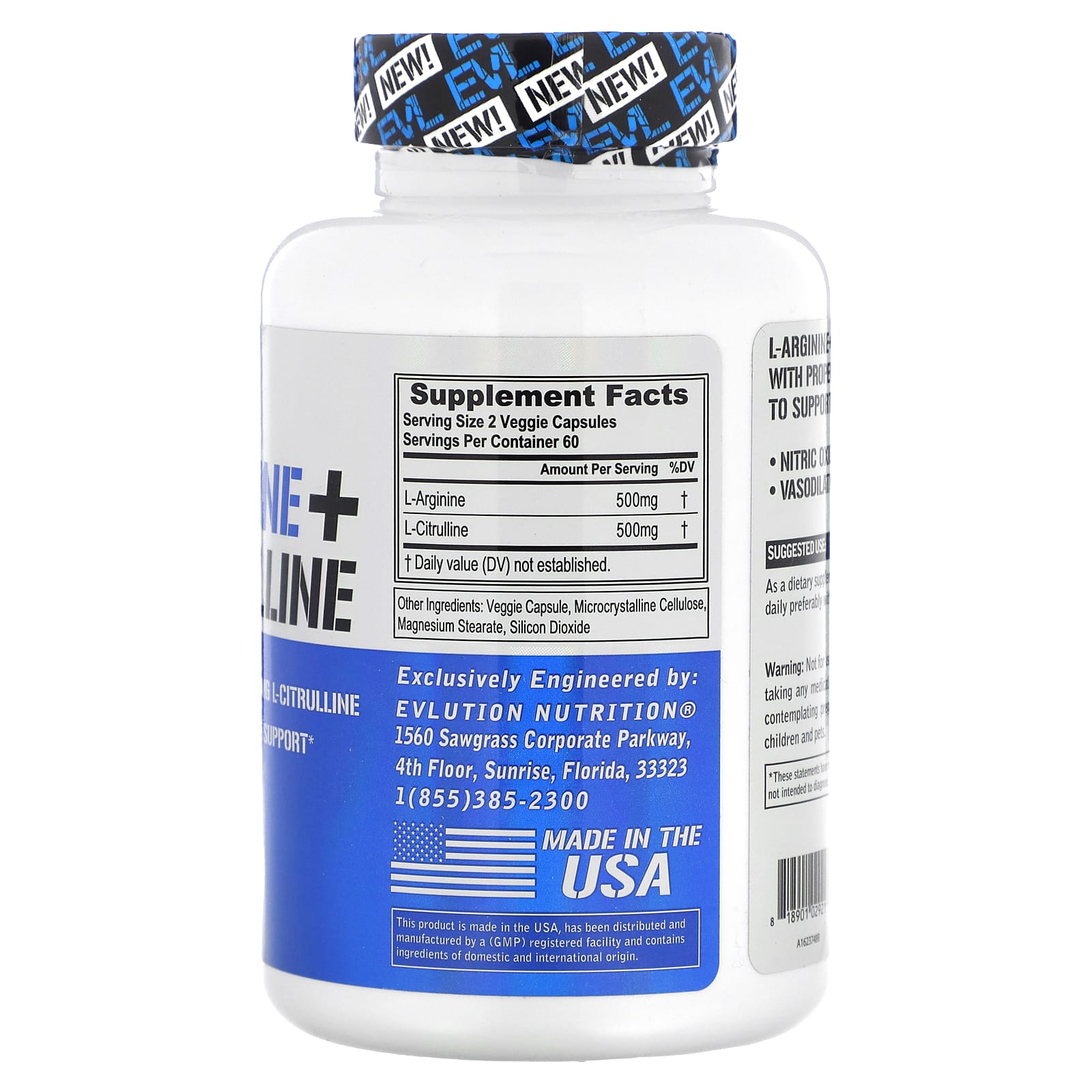 EVLution Nutrition - L-Arginine + L-Citrulline, Caps - 120 Vcaps