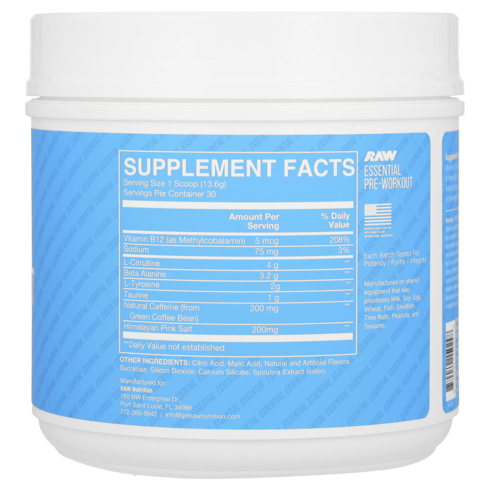 Raw Nutrition Essential Pre-Workout förpackning slutgiltig