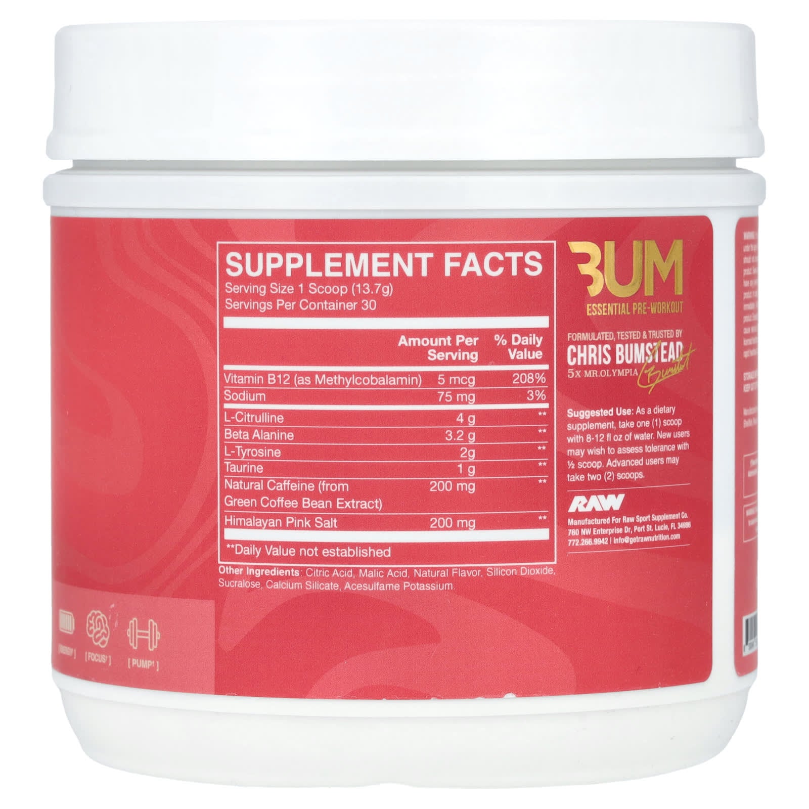 Raw Nutrition - Essential Pre-Workout, Red White 'N Bum - 393g
