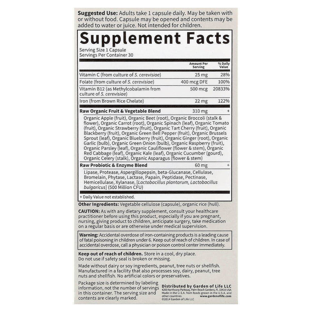 Vitamin Code Raw Iron ingredienser lista