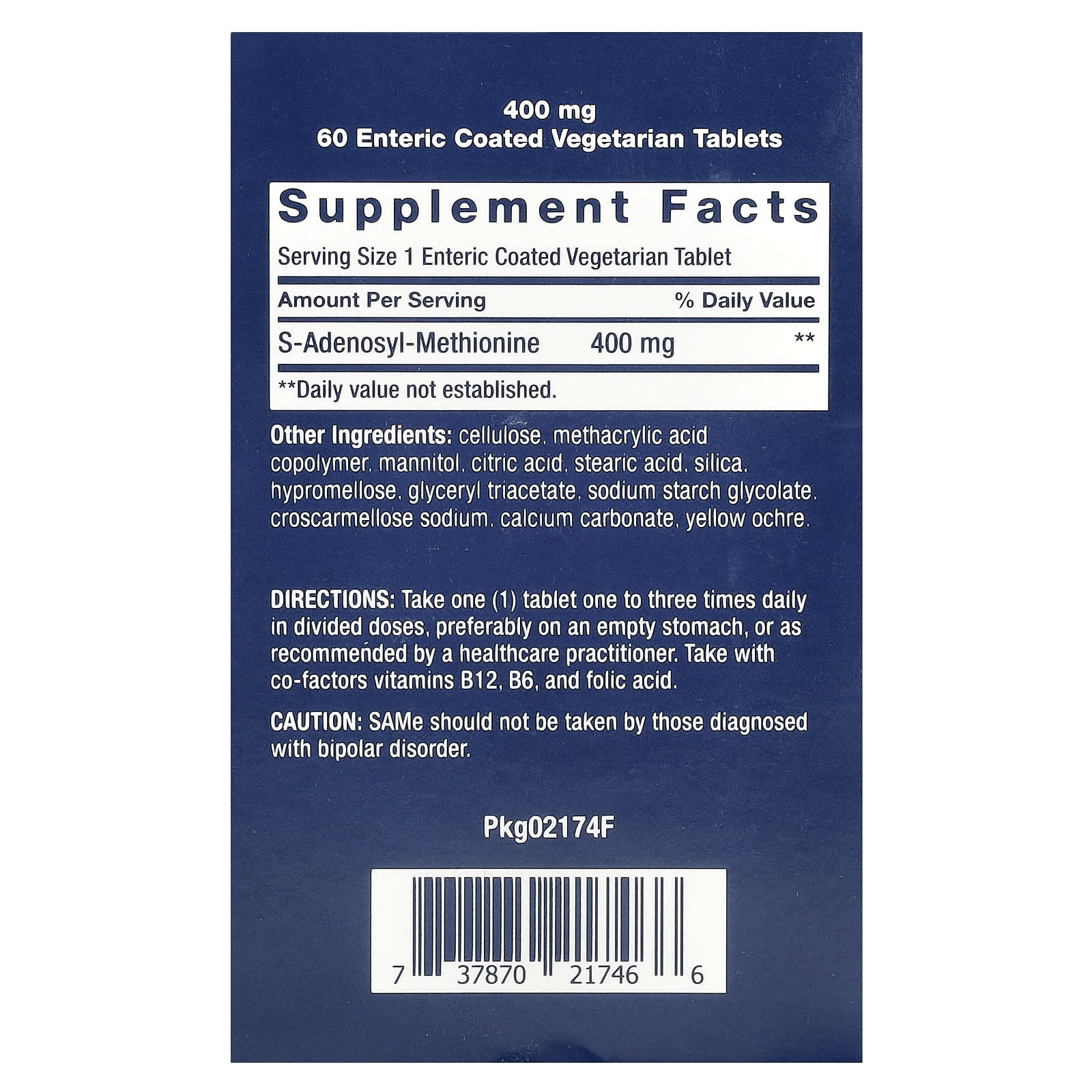 Life Extension - SAMe S-Adenosyl-Methionine, 400mg - 60 enterisk coated tabletter