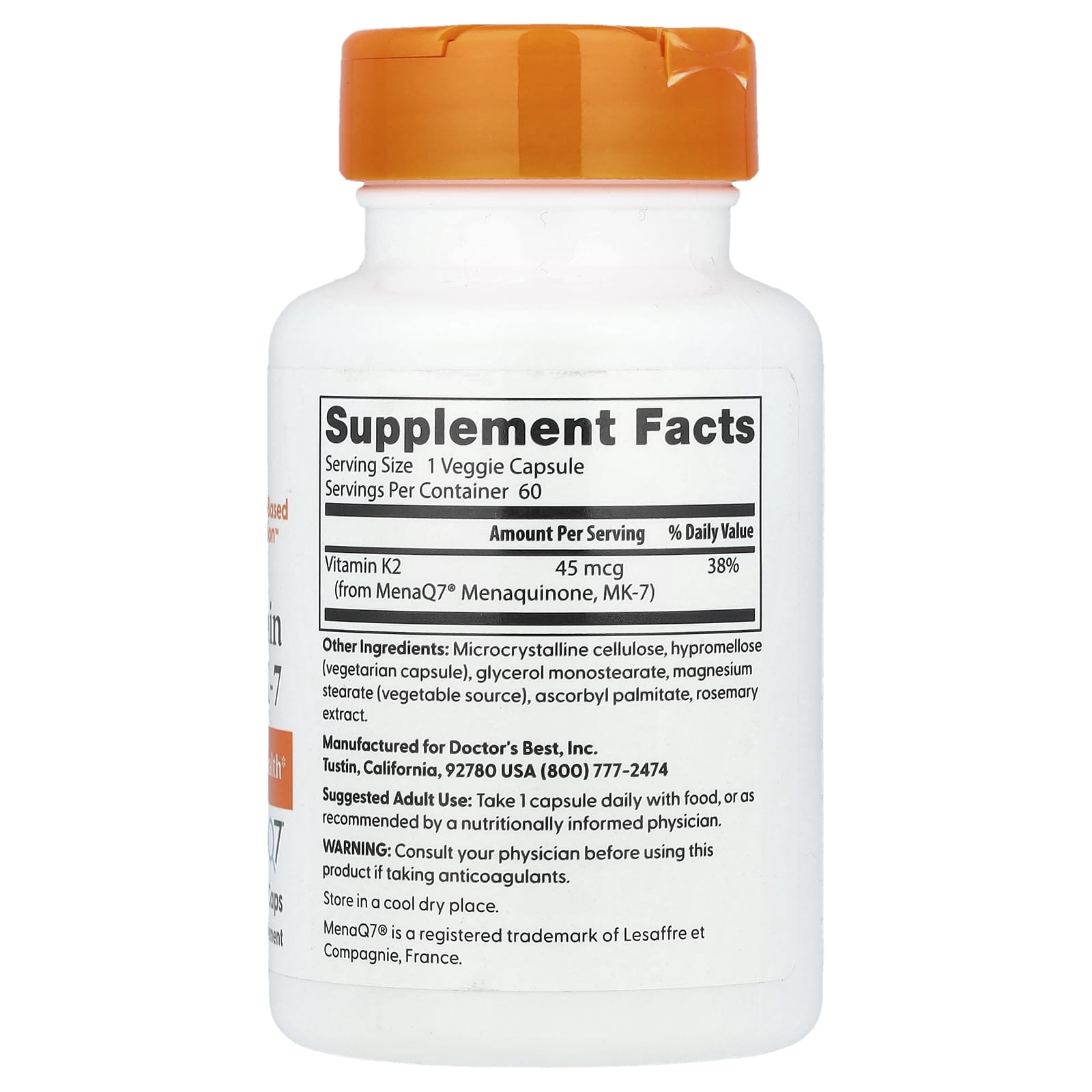 Doctor's Best - Natural Vitamin K2 Mk7 With Menaq7