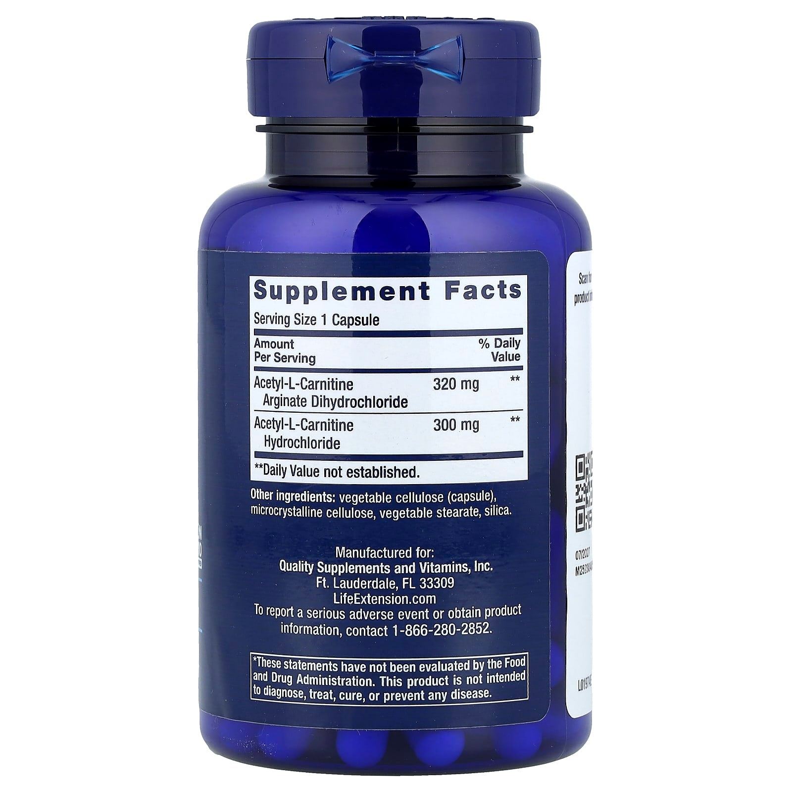 Life Extension - Asetyyli-L-karnitiini arginaatti - 90 Vcaps