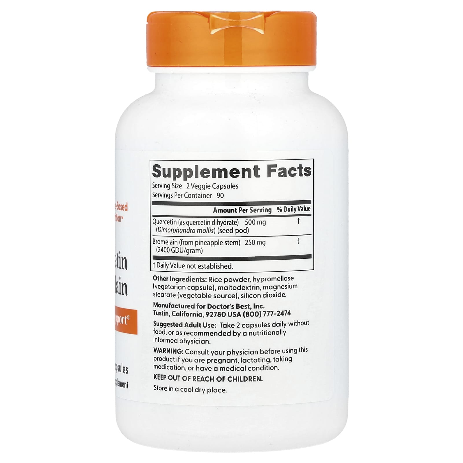 Quercetin Bromelain ingredienser & etikett