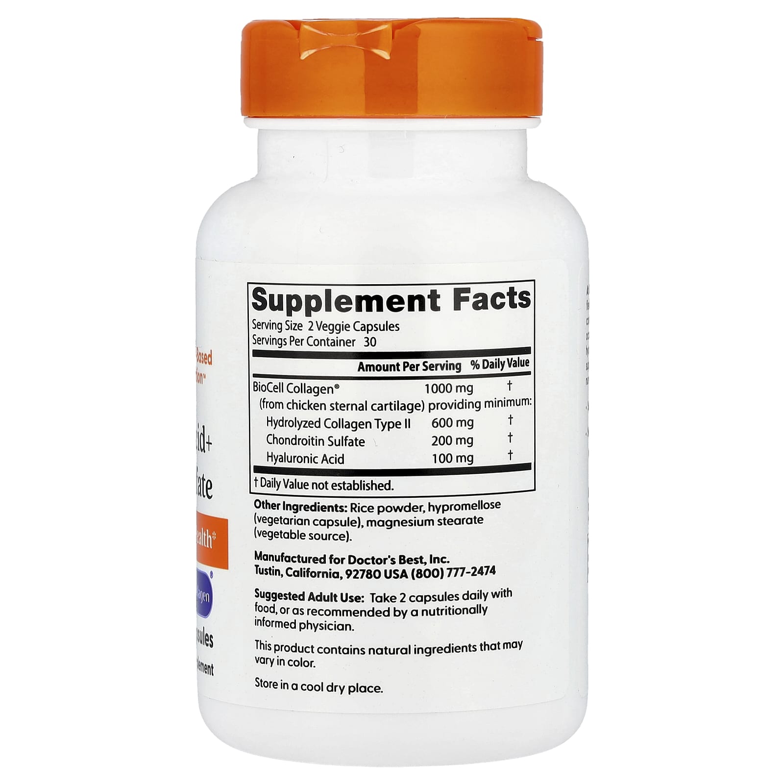 Doctor'S Best - Hyaluronsyre + Chondroitinsulfat med Biocell Kollagen - 60 Kapsler