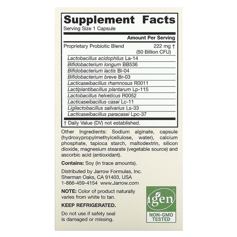 Jarrow Formulas Jarro-Dophilus ingredienser etikett
