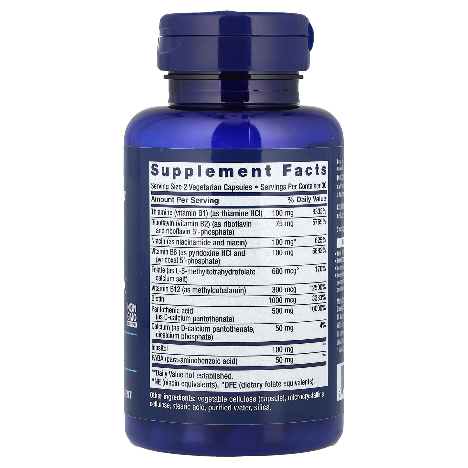 Life Extension Bioactive Complete B-Complex näringsfakta
