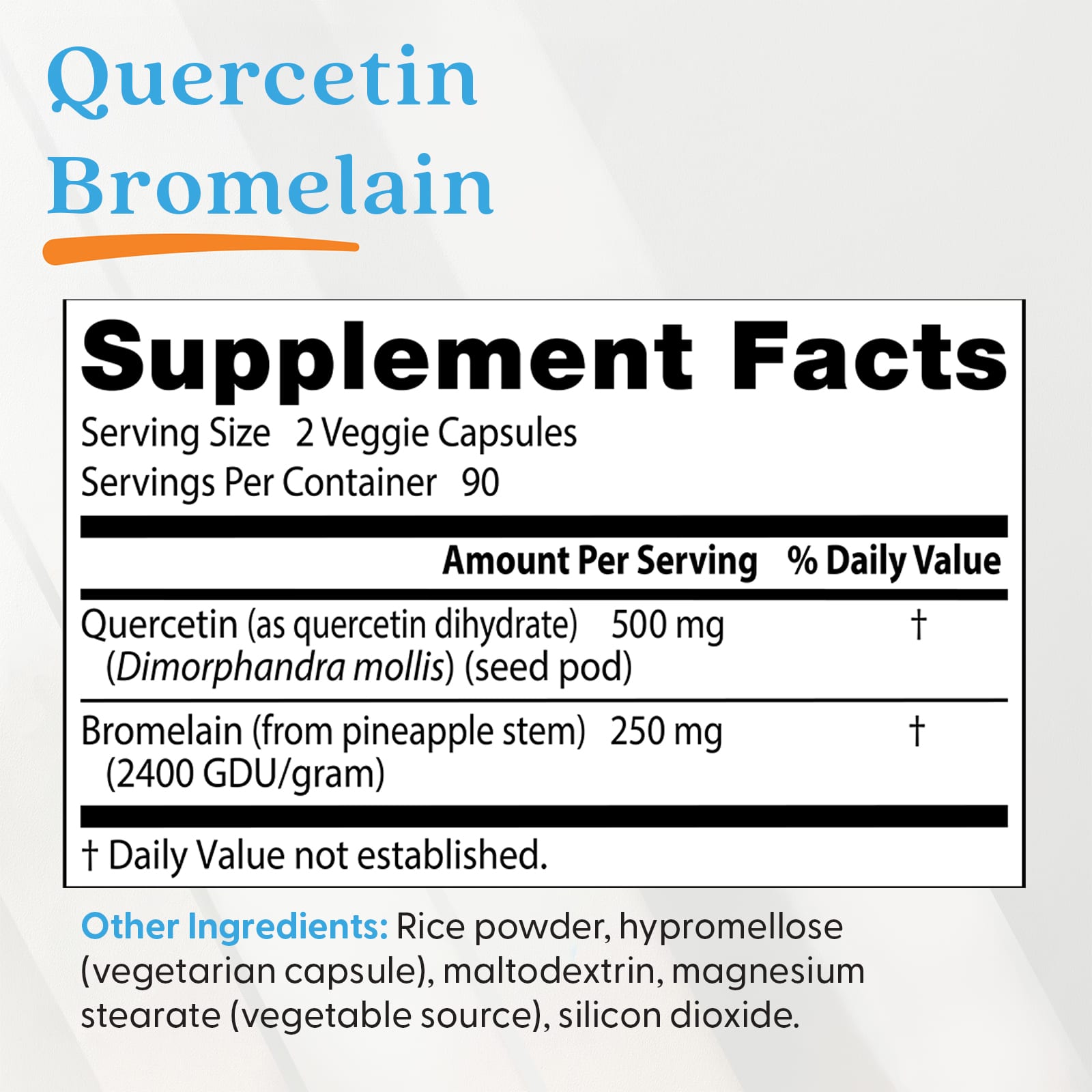 Quercetin Bromelain förpackning öppen