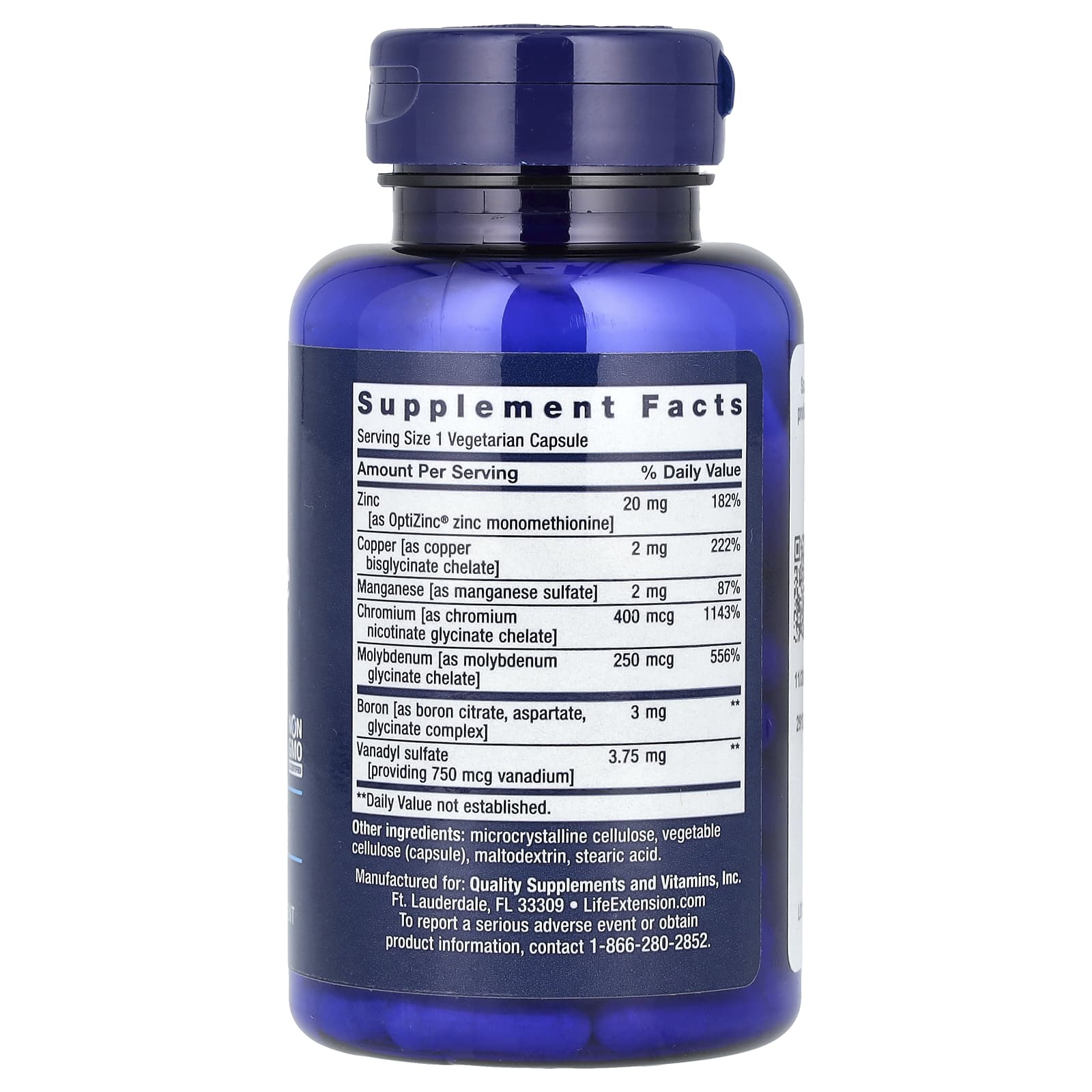 Life Extension Only Trace Minerals näringsfakta