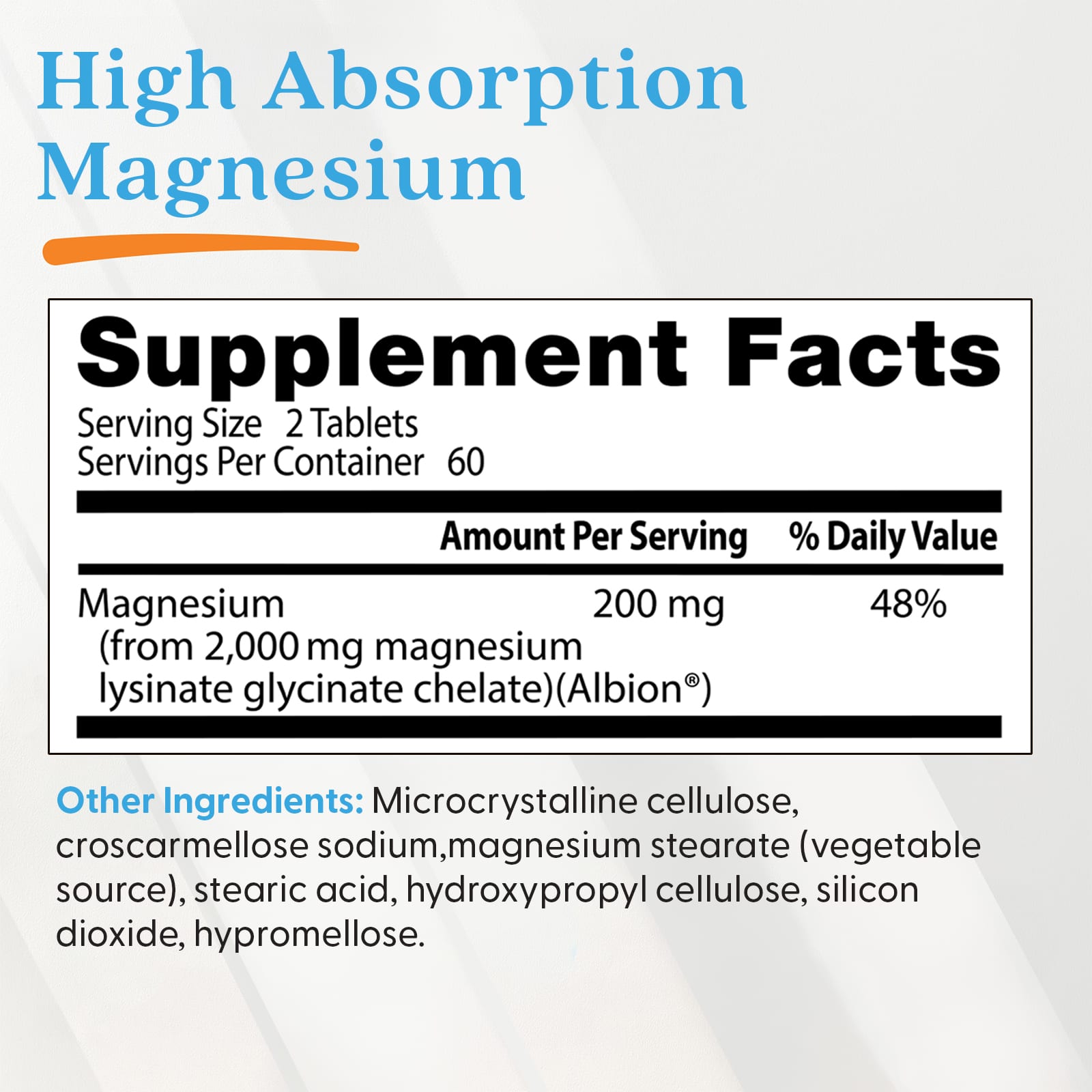 Doctor's Best High Absorption Magnesium etikett detalj