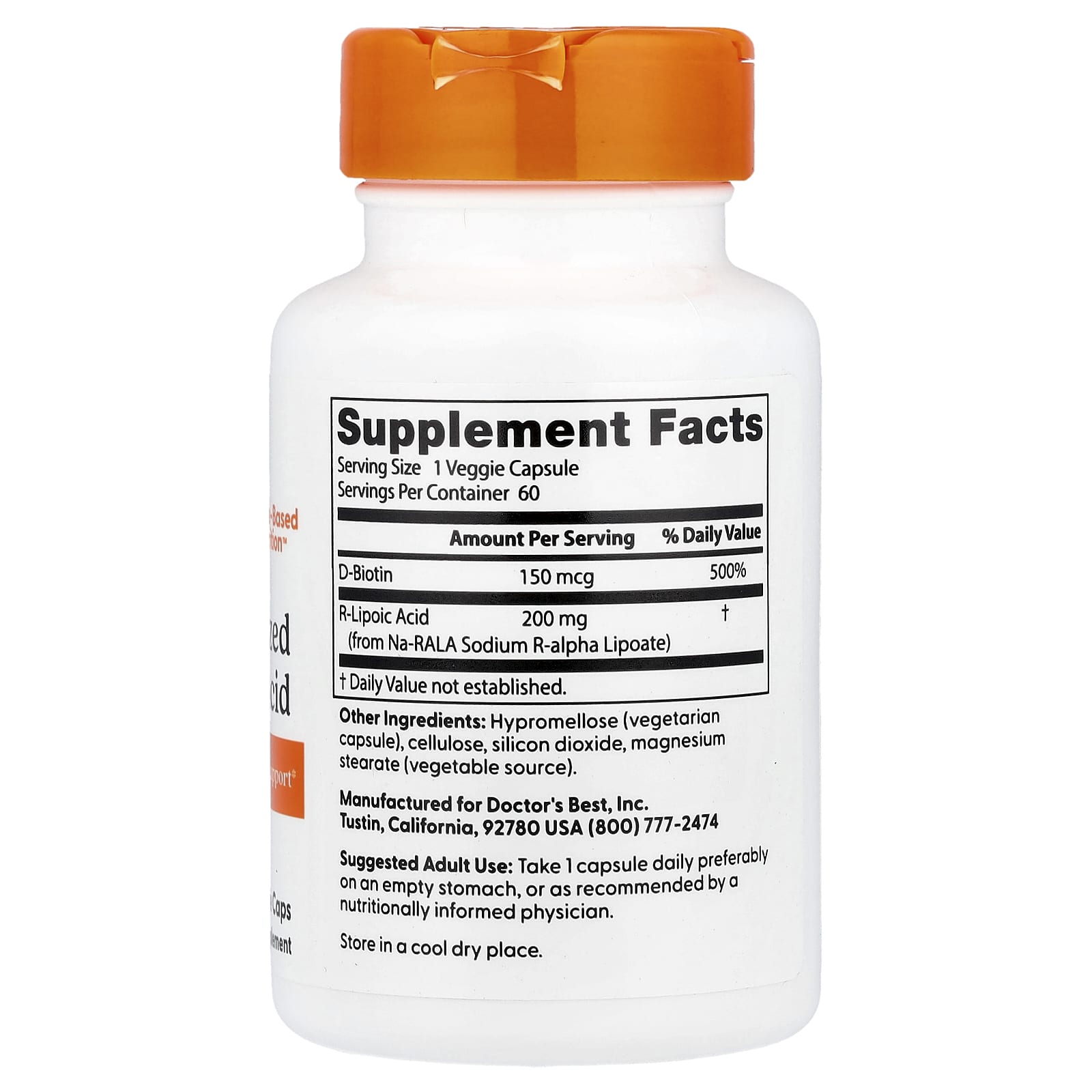 Doctor's Best - Stabiloitu R-Lipoiinihappo NA-Ralan kanssa, 100mg - 180 Vcaps