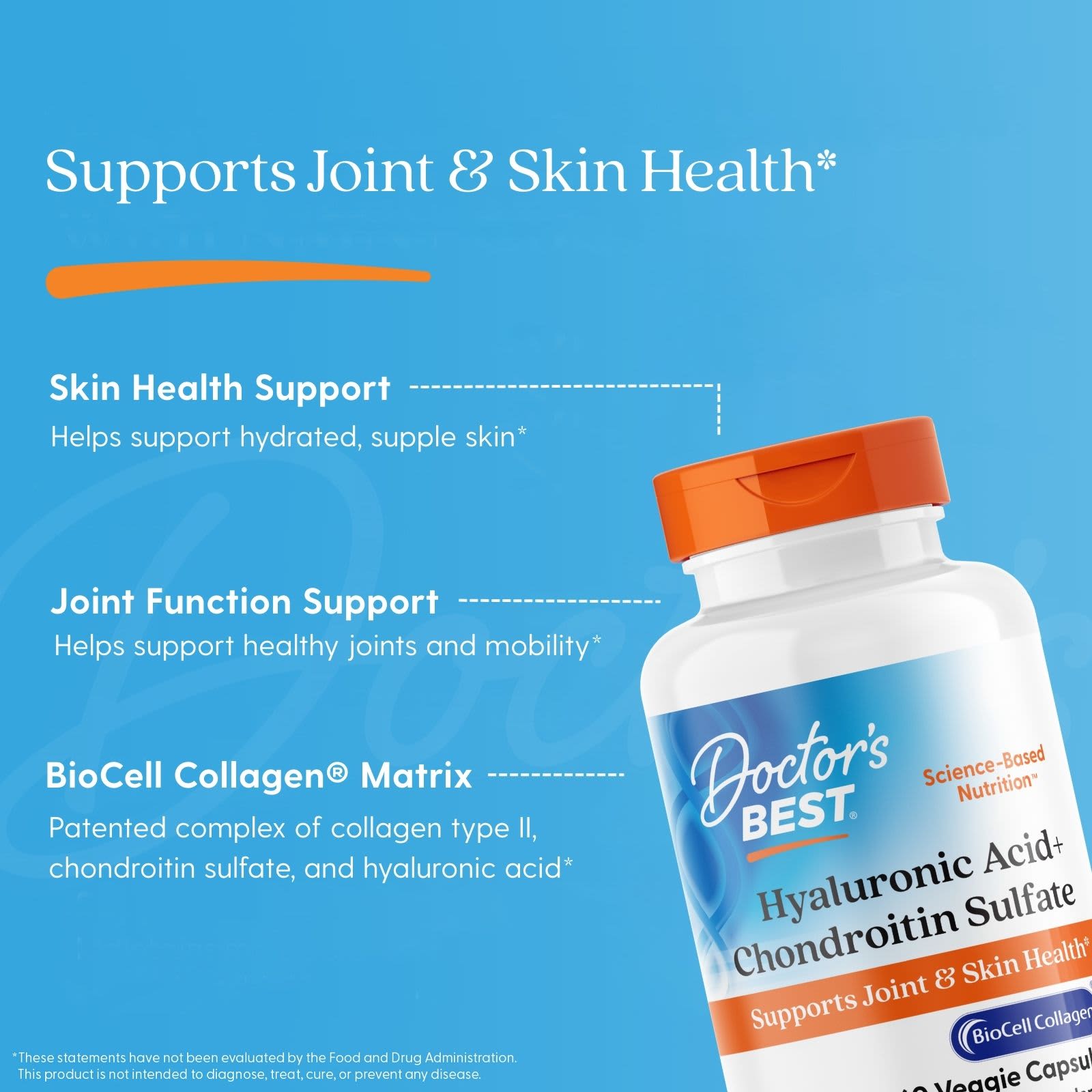 Doctor's Best - Hyaluronsyre + Chondroitinsulfat med Biocell Kollagen