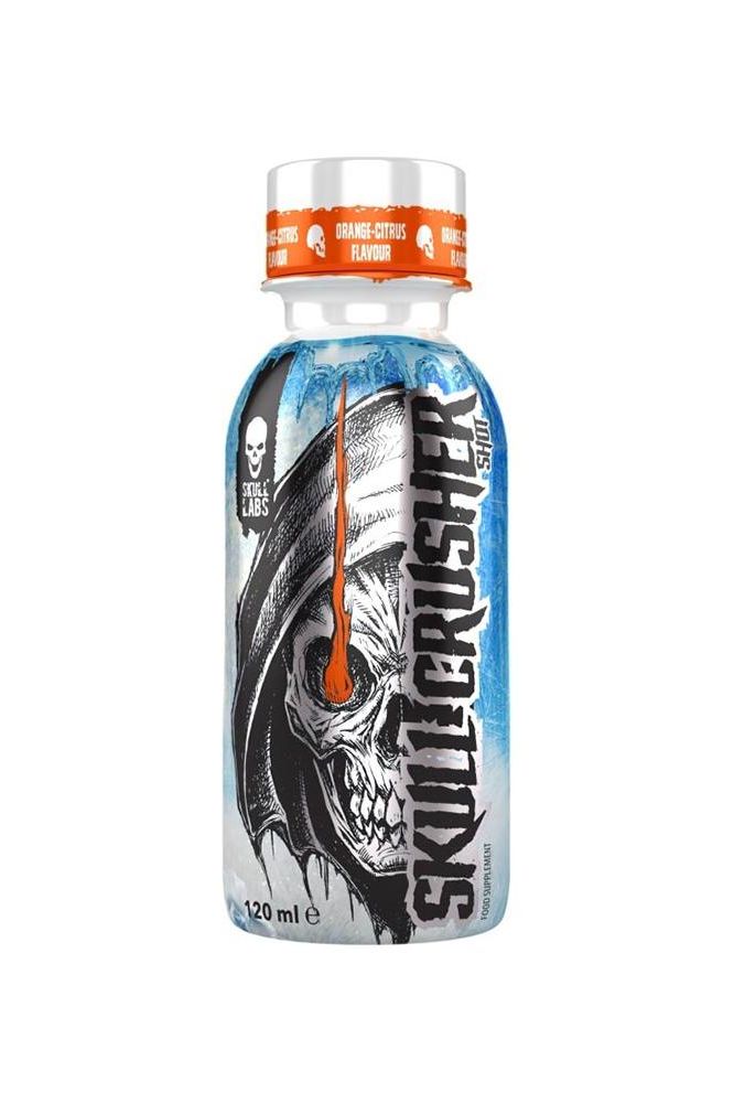Skull Labs Skull Crusher Shot bottle with orange citrus flavor, 120 ml, featuring a striking skull design.