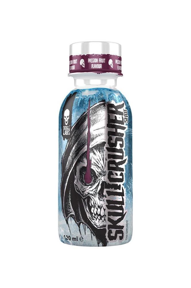 Skull Labs Skull Crusher Shot in passion fruit flavor, energizing fitness supplement for improved performance and endurance.