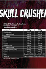 Skull Labs Skull Crusher supplement ingredients and nutritional information analysis.