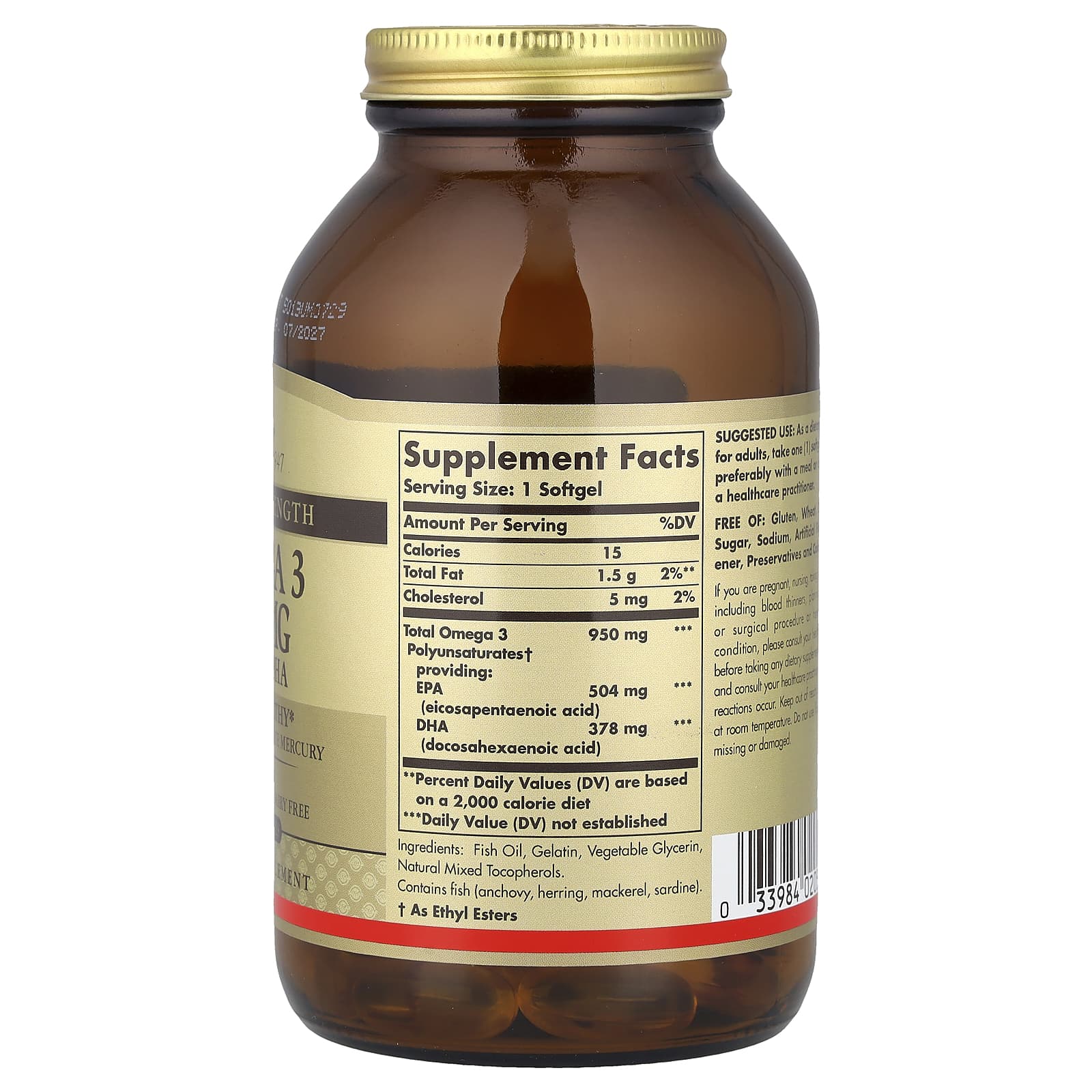 Omega 3 – 950mg EPA & DHA baksida näringsfakta