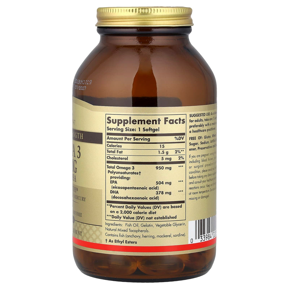 Omega 3 – 950mg EPA & DHA baksida näringsfakta
