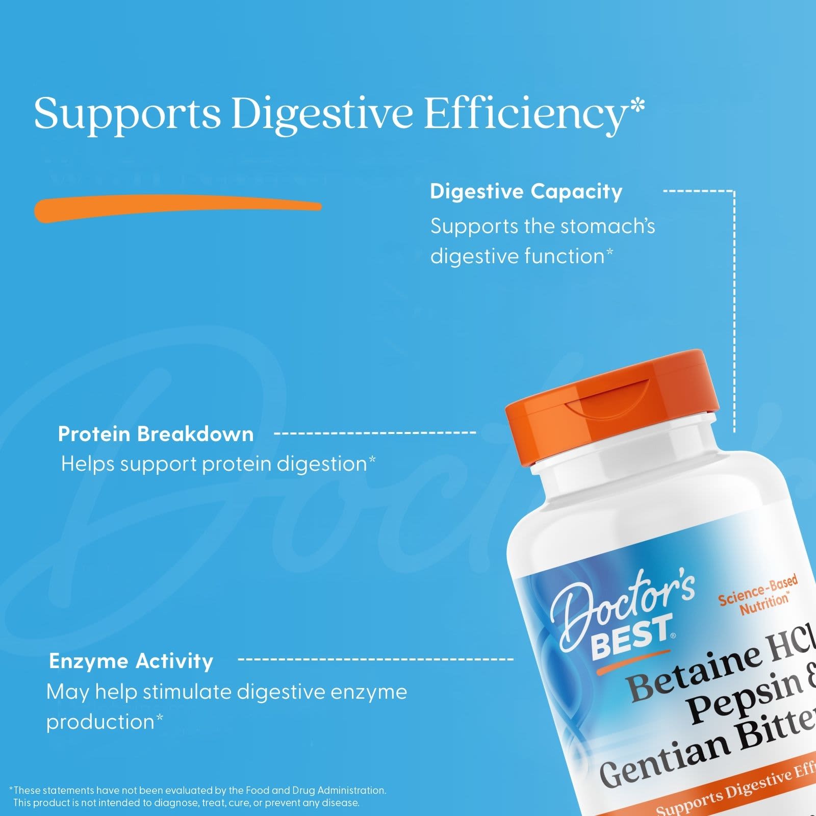 Doctor's Best Betaine HCL produktflaska detalj