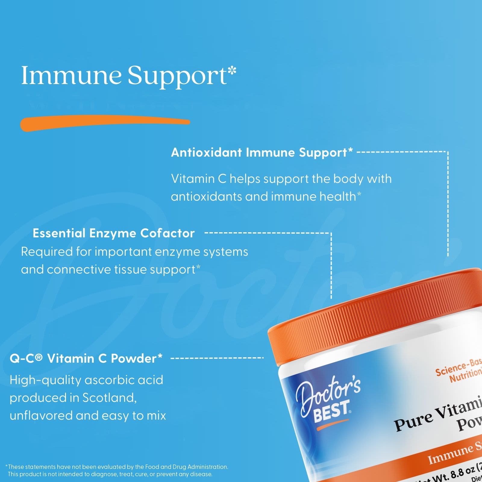 Doctor's Best - Pure Vitamin C Powder With Quali-C - 250g