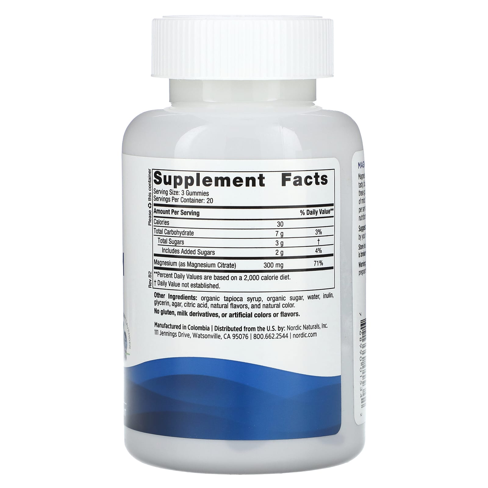 Magnesium Gummies ingredienser & etikett