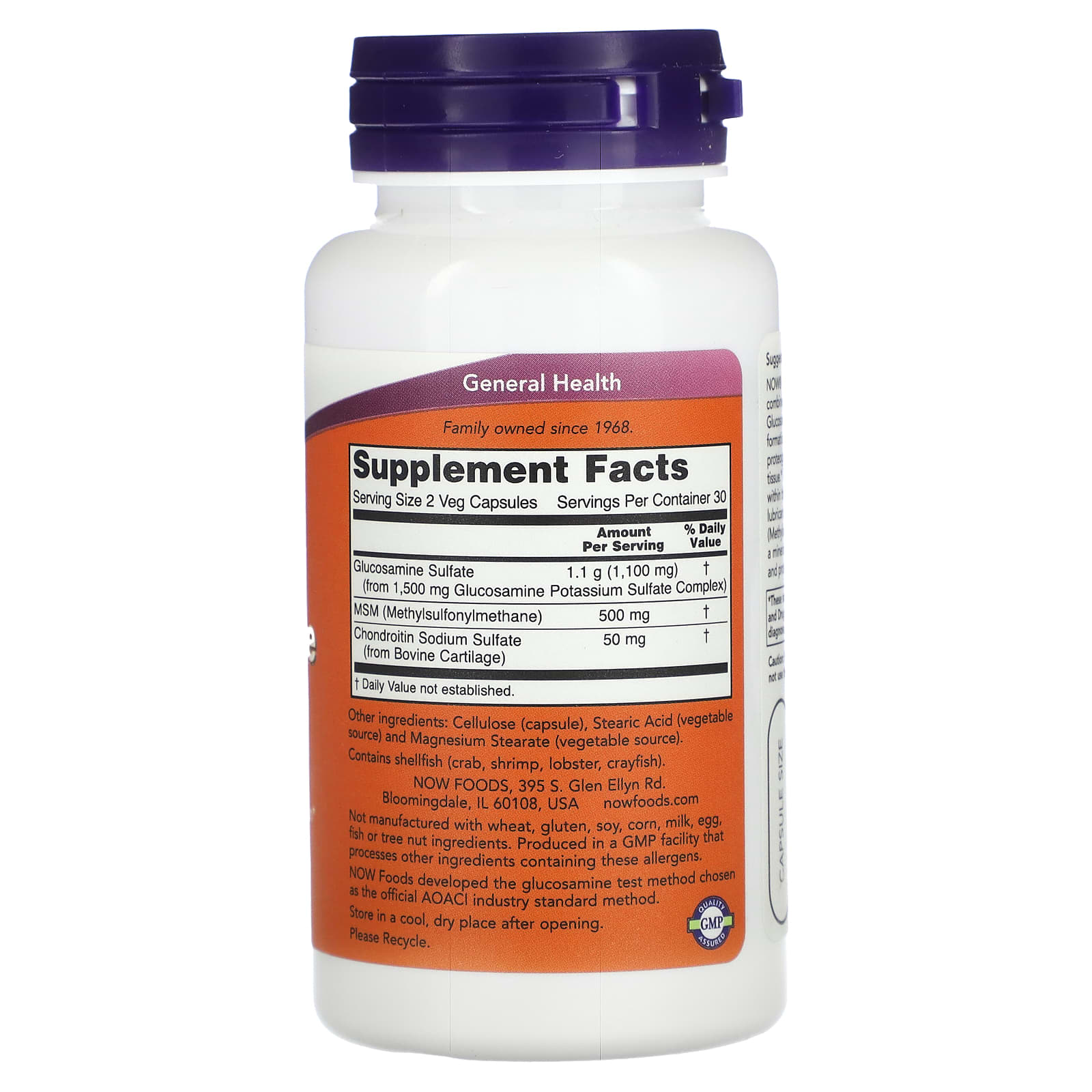 Now Foods Glucosamine & MSM doseringsanvisning