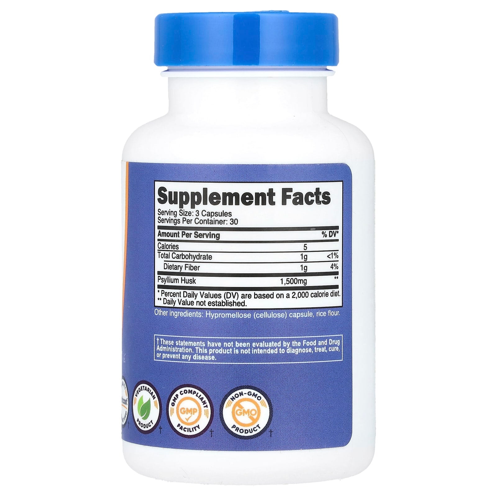 Psyllium Husk 1500 mg baksida näringsfakta
