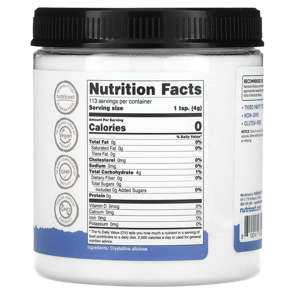 Nutricost Allulose ingredienser etikett