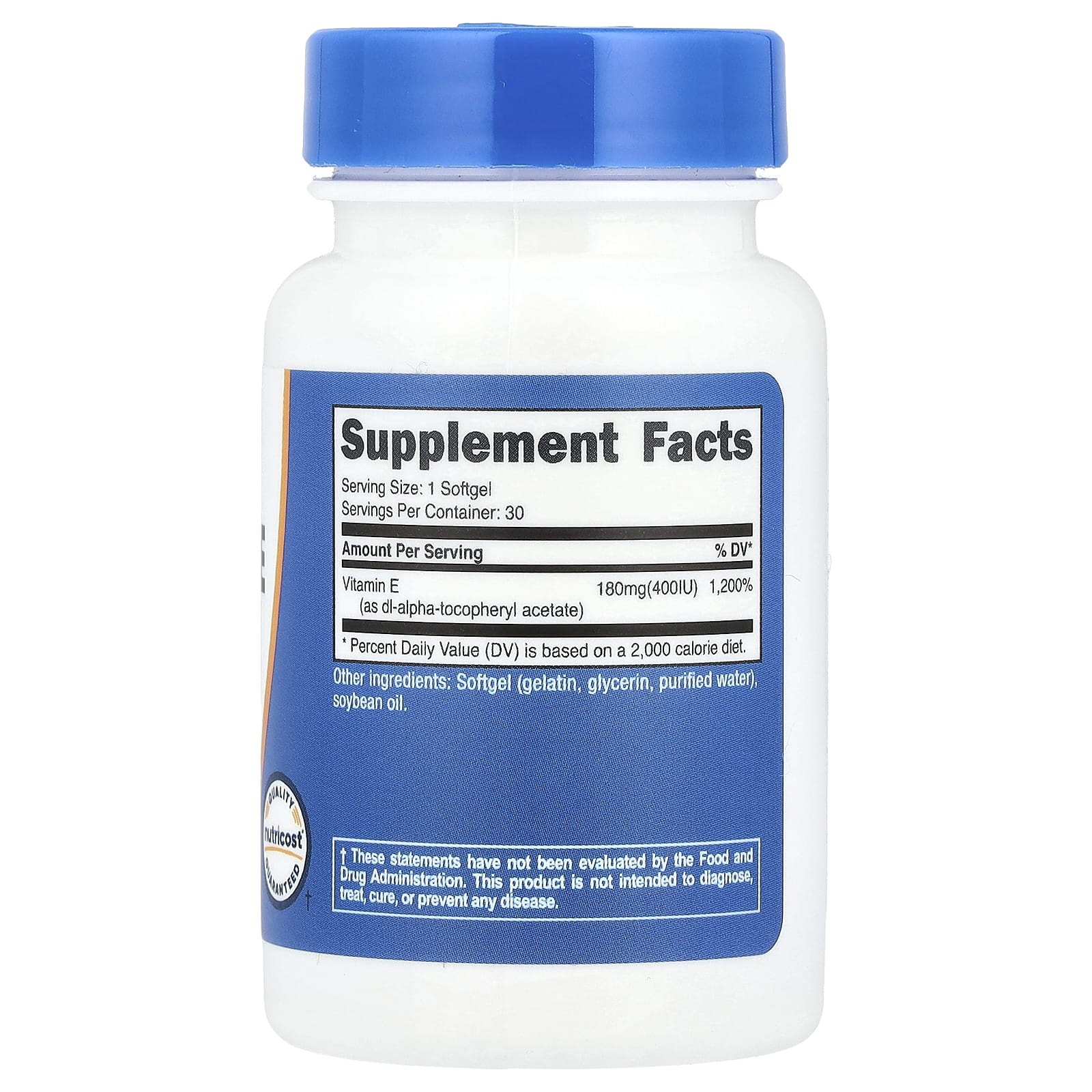 Vitamin E 400IU – 30 kapslar baksida med näringsinformation