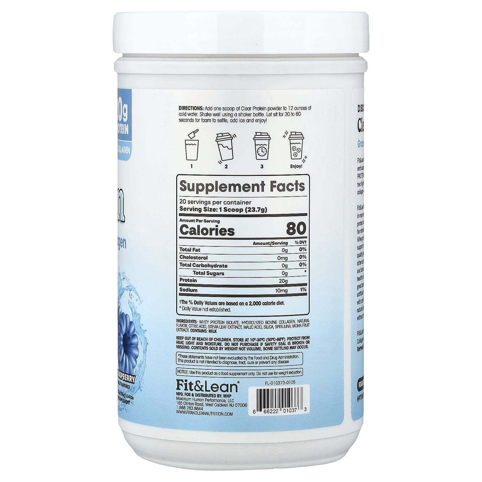 Fit & Lean - Clear Protein förpackningsdetalj