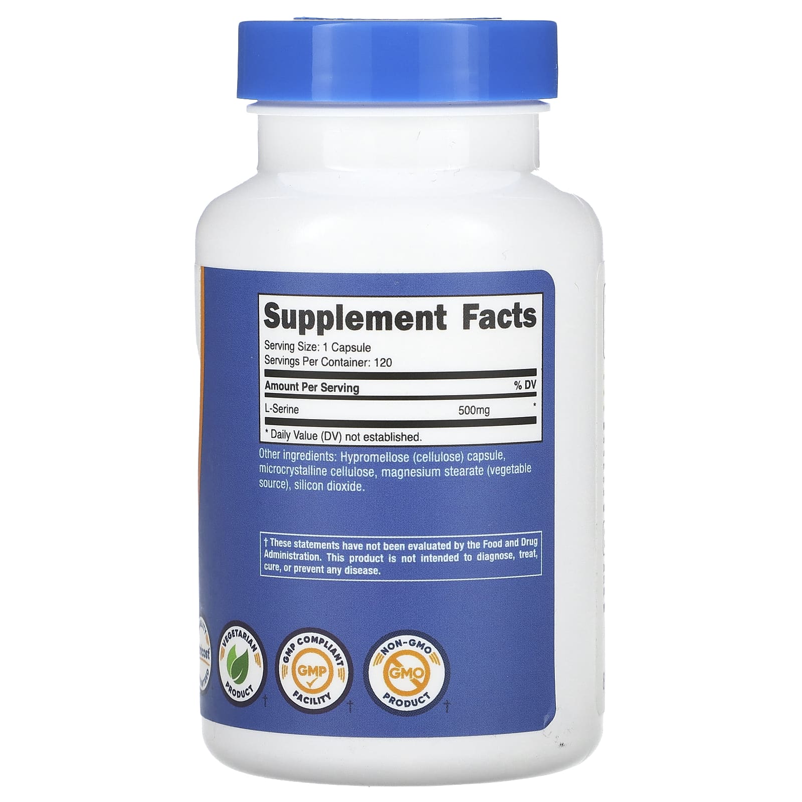 L-Serine – 500 mg ingredienser etikett