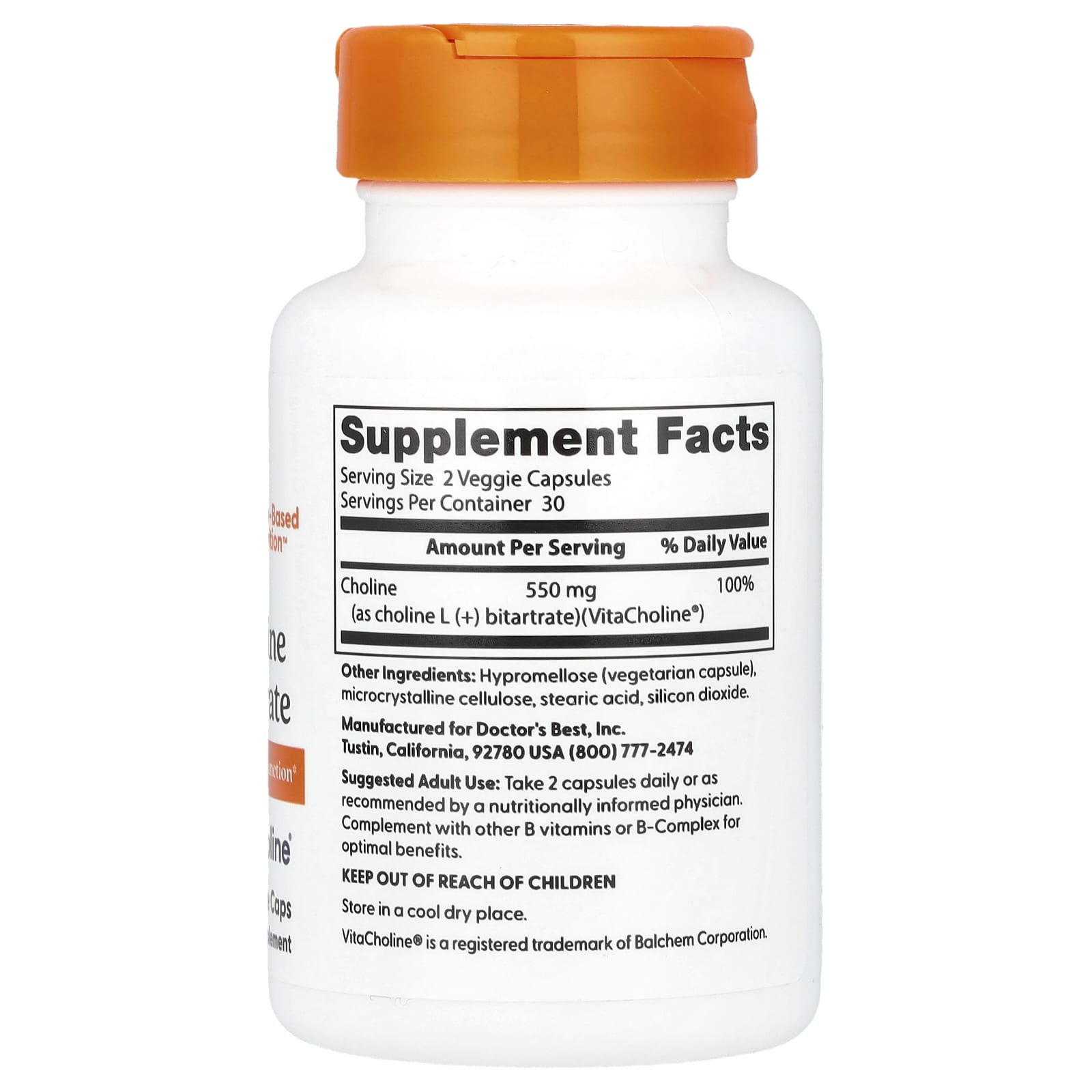 Choline L-Bitartrate näringsfakta-etikett