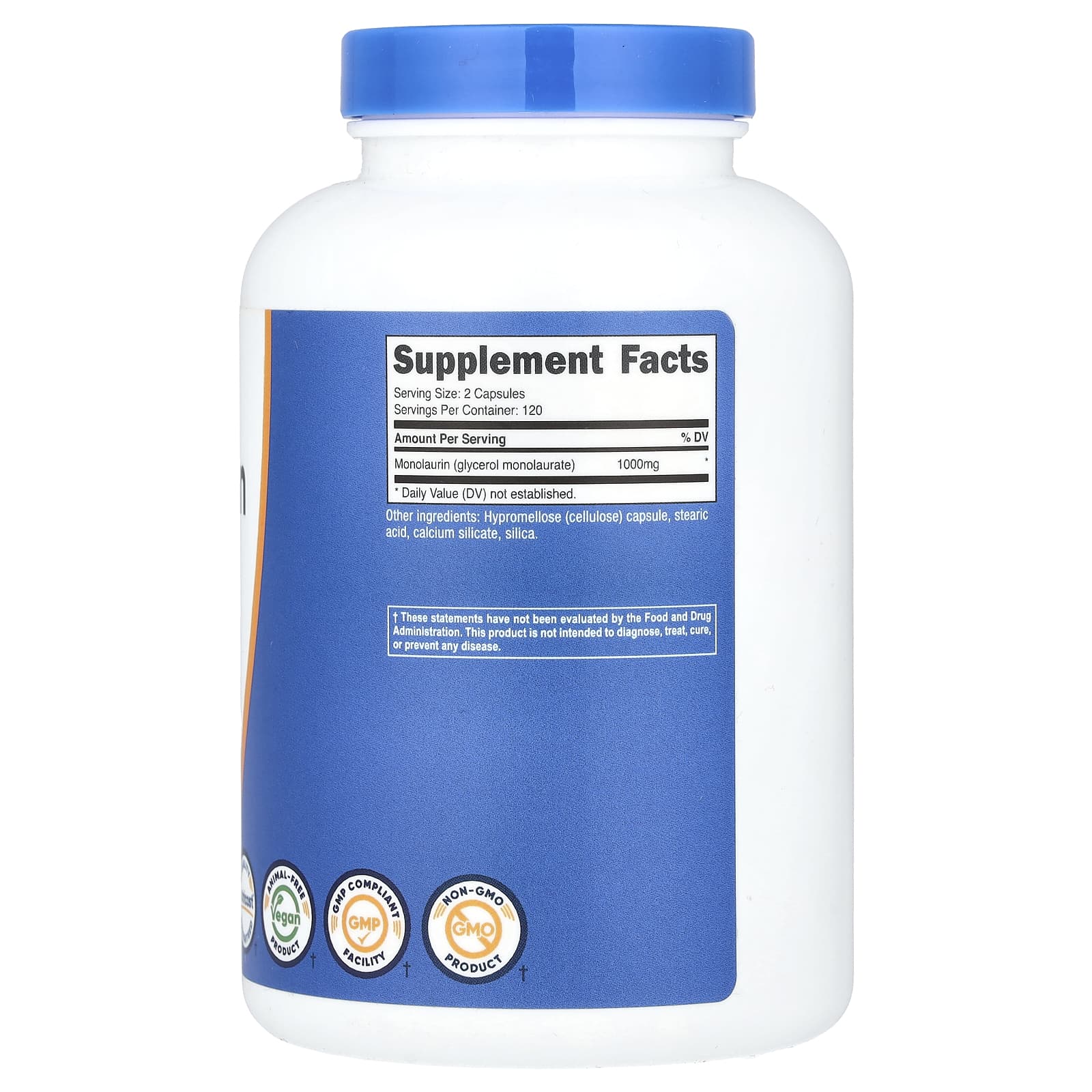 Nutricost Monolaurin ingredienser och etikett