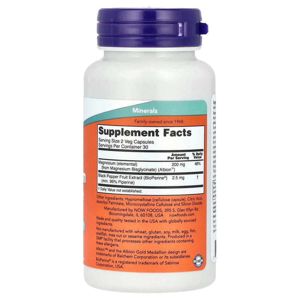 Now Foods Magnesium Glycinate With Bioperine näringsfakta