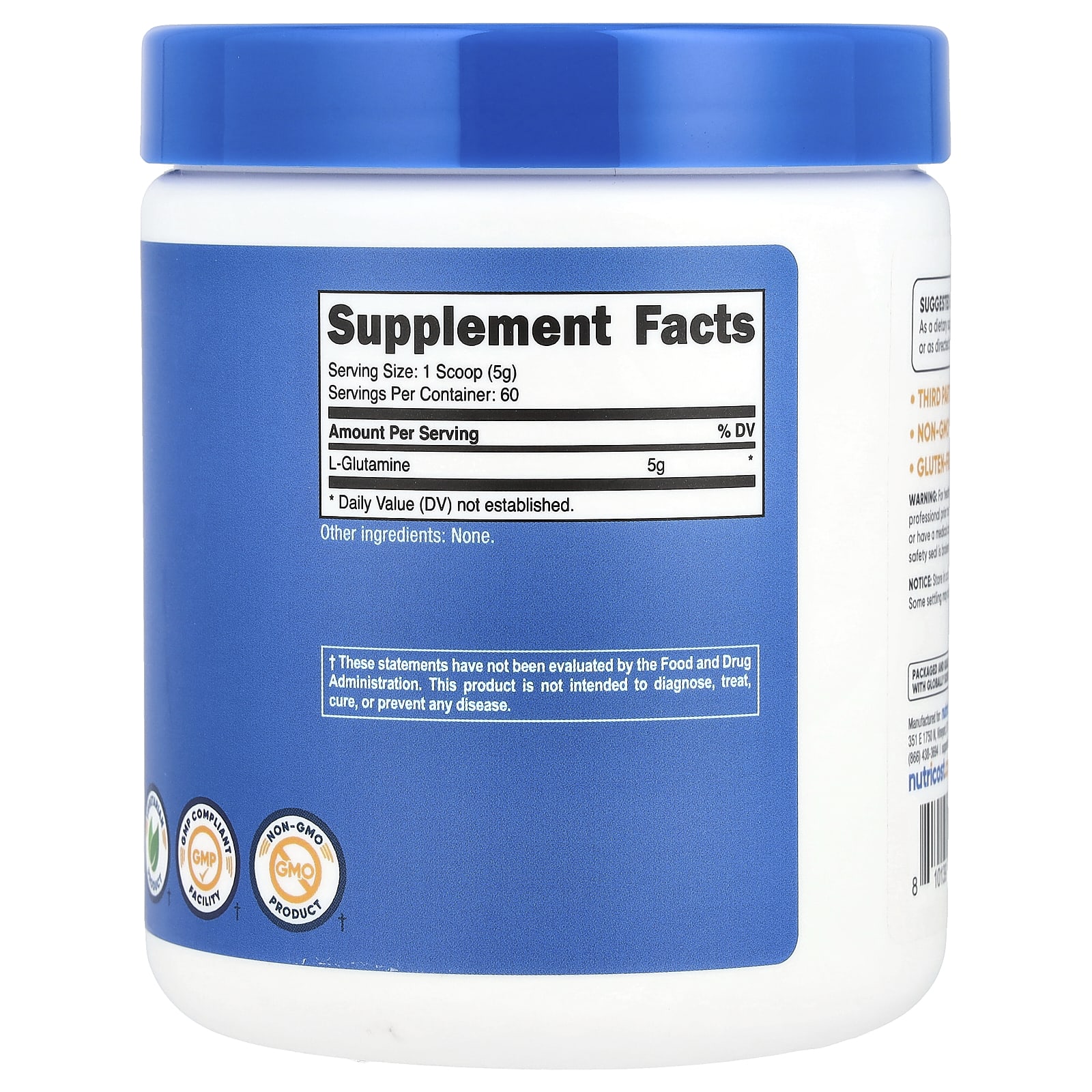 L-Glutamin näringsfakta och ingredienser