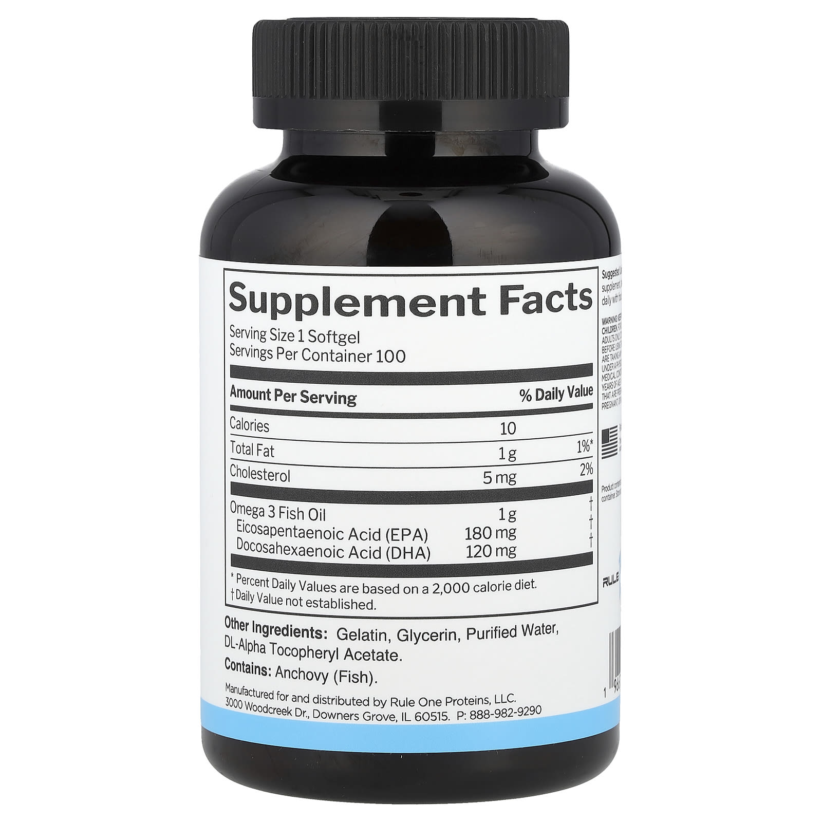 Rule One Fish Oil – Omega-3 baksida näringsfakta