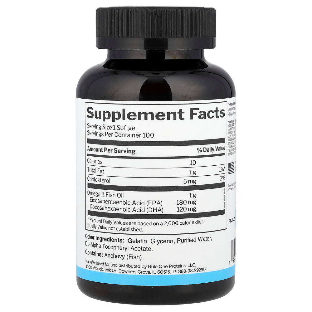 Rule One Fish Oil – Omega-3 baksida näringsfakta