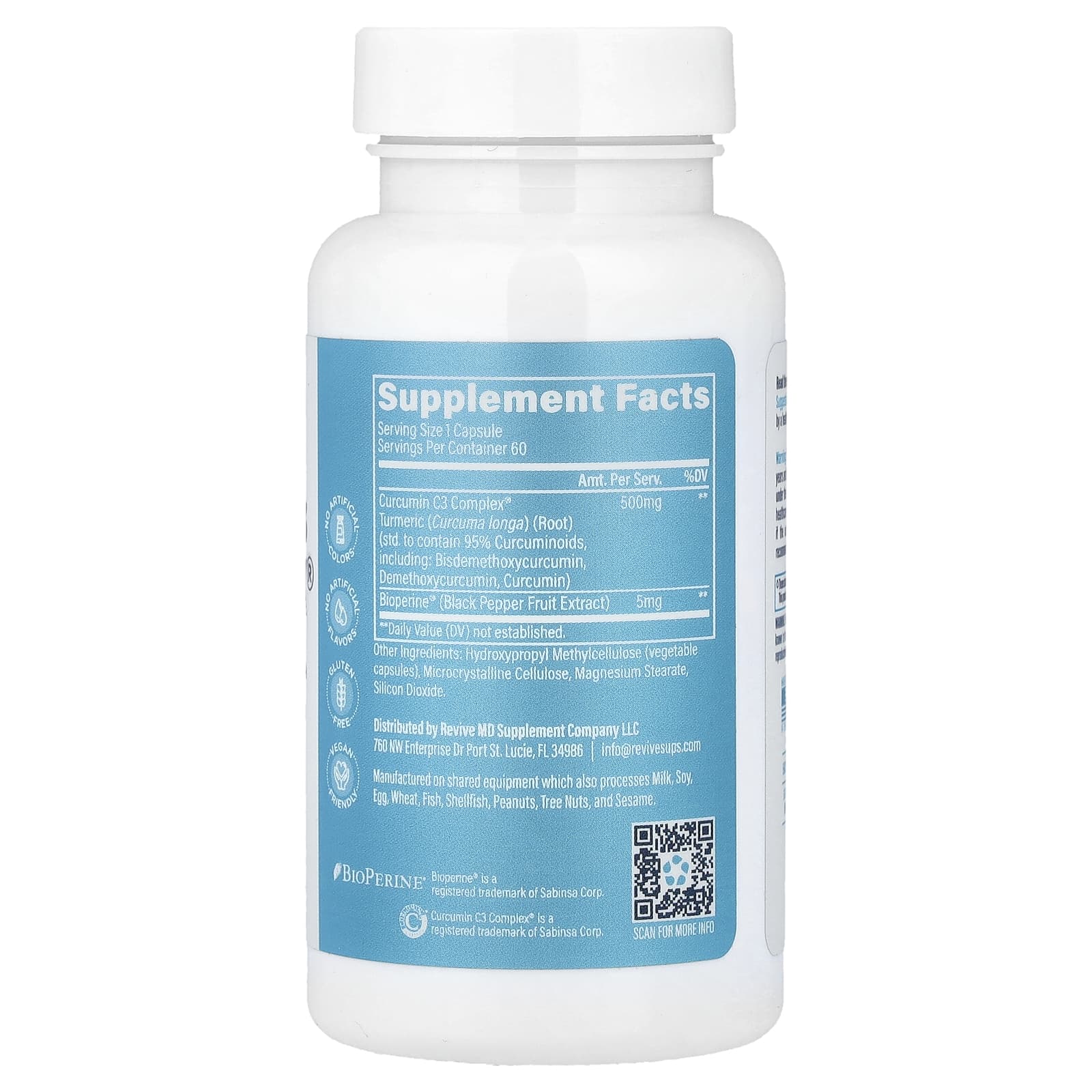 Revive Curcumin C3 Complex näringsfakta baksida