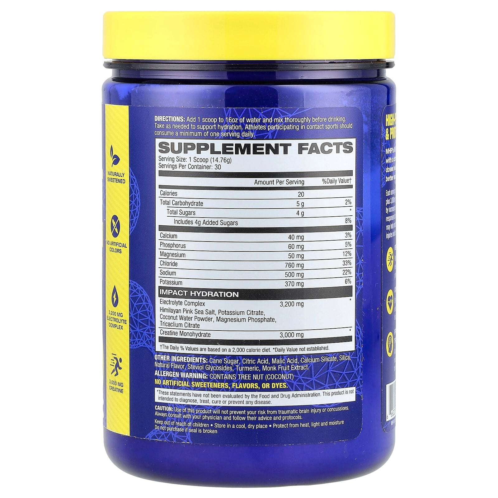 Impact Hydration Citron-Lime baksida näringsfakta