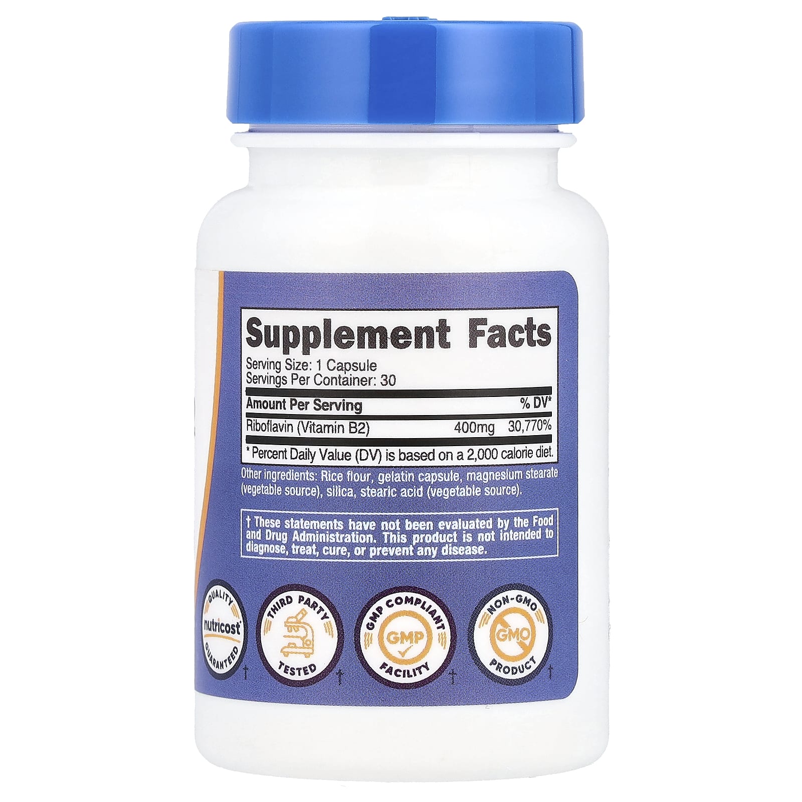Vitamin B2 Riboflavin ingredienser-etikett