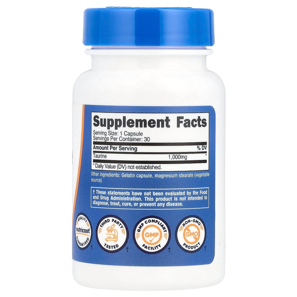 Taurine – 1000 mg per kapsel baksida
