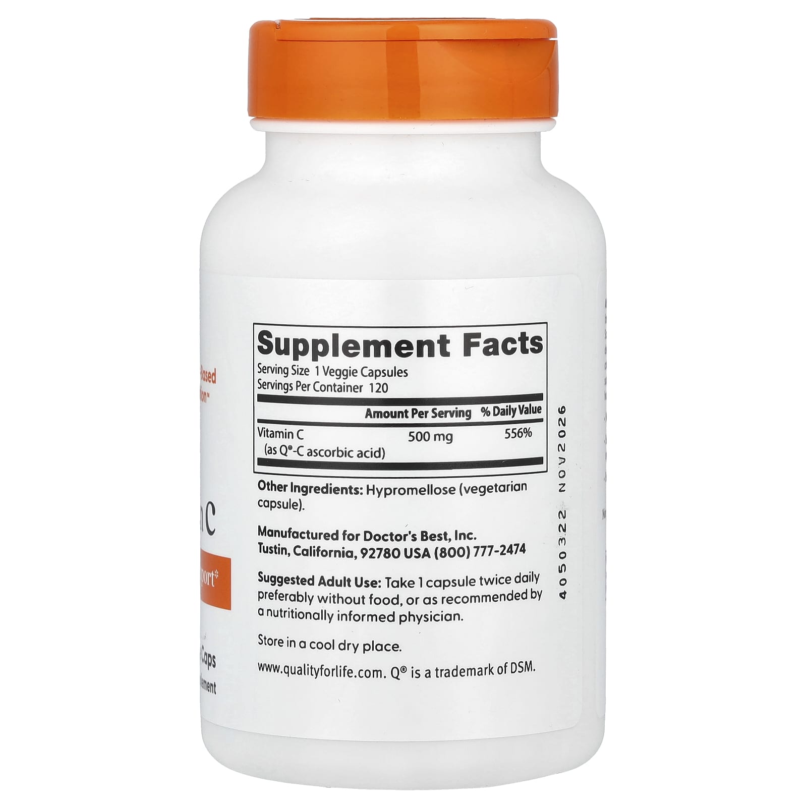 Doctor's Best Vitamin C ingredienser lista