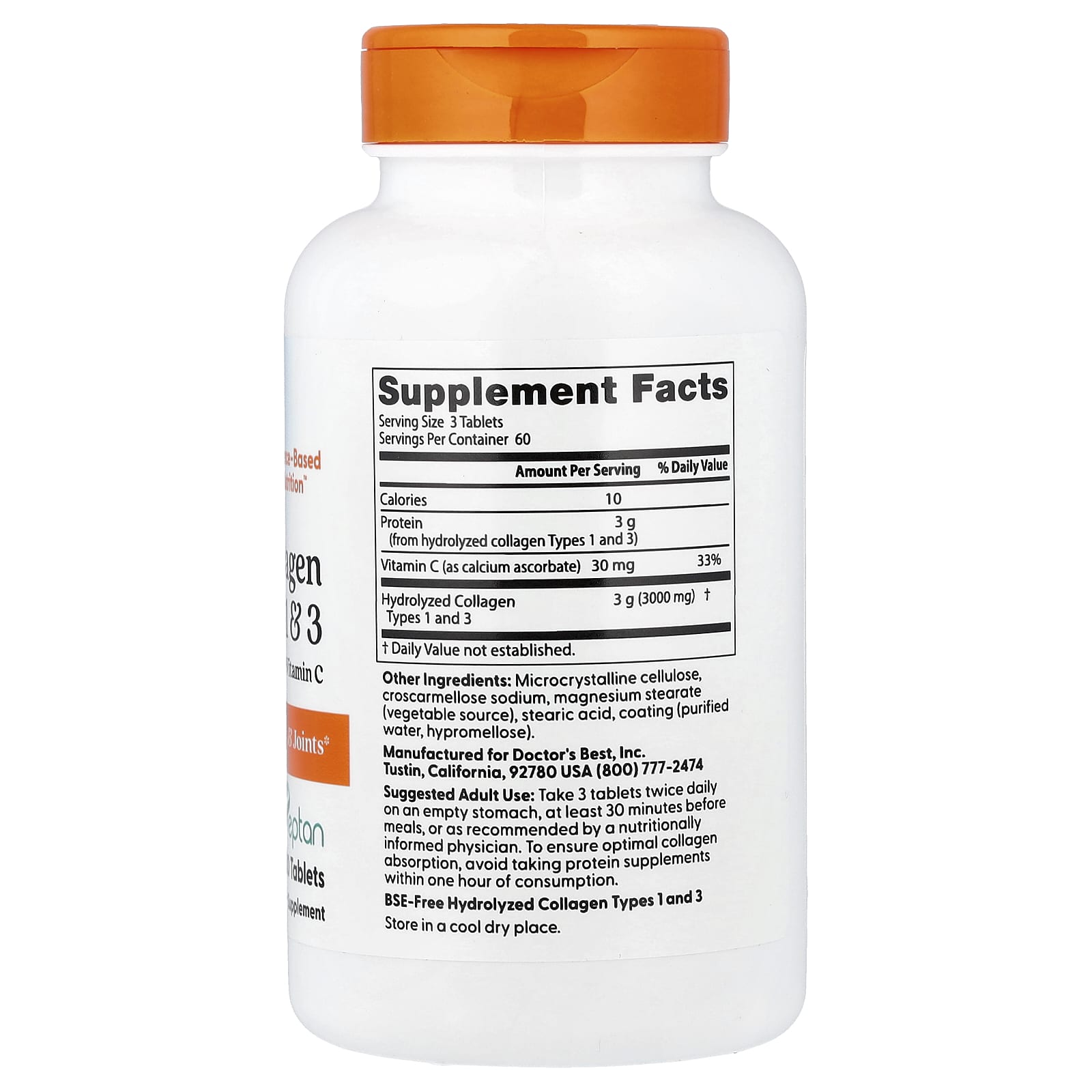 Doctor's Best - Kollagen Typer 1 og 3 med Peptan og Vitamin C