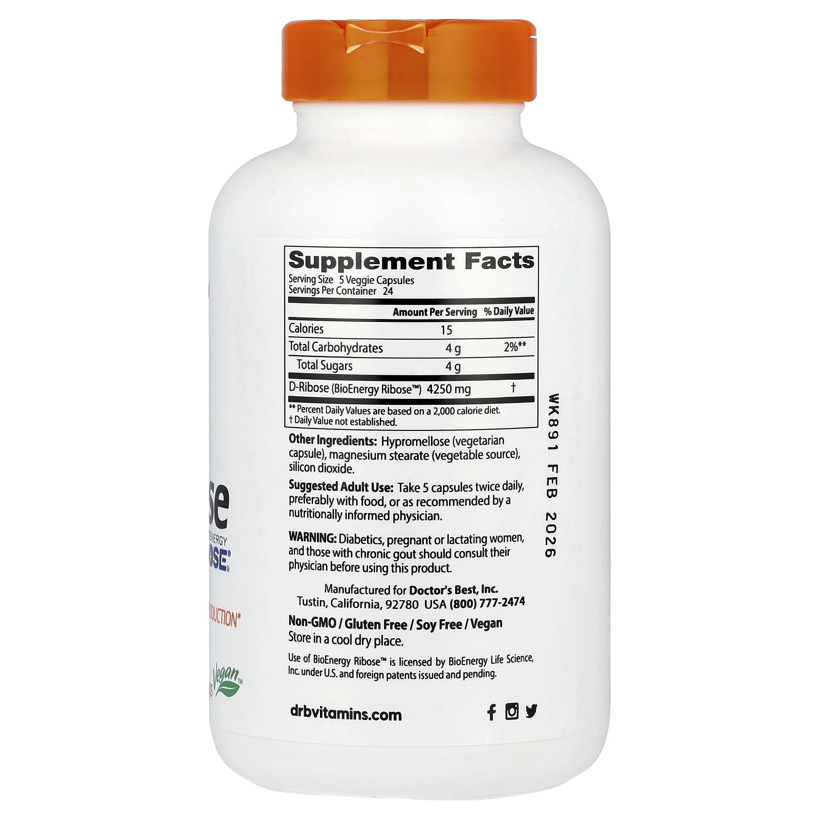 D-Ribose ingredienser och näringsinformation