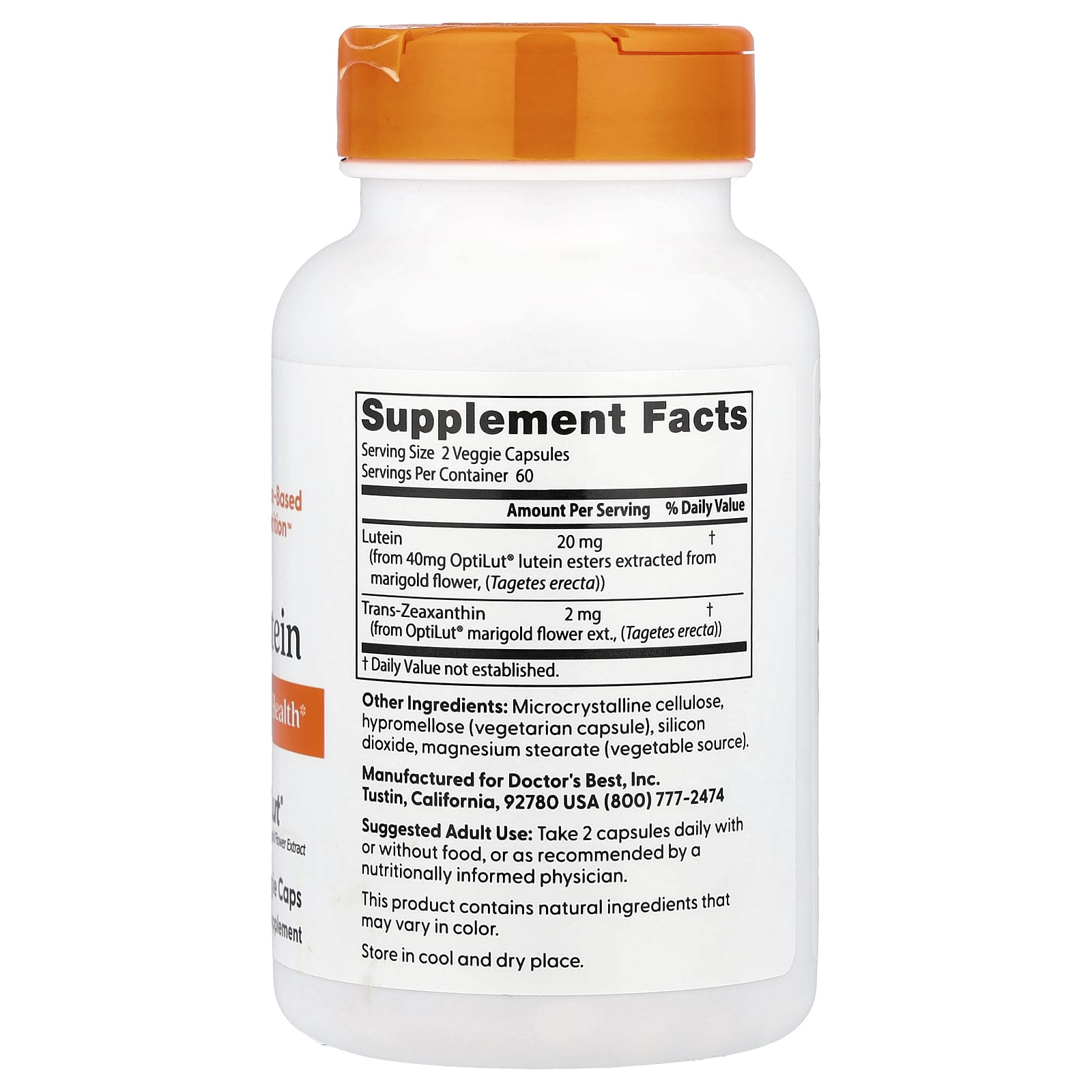Lutein with OptiLut ingredienser & etikett