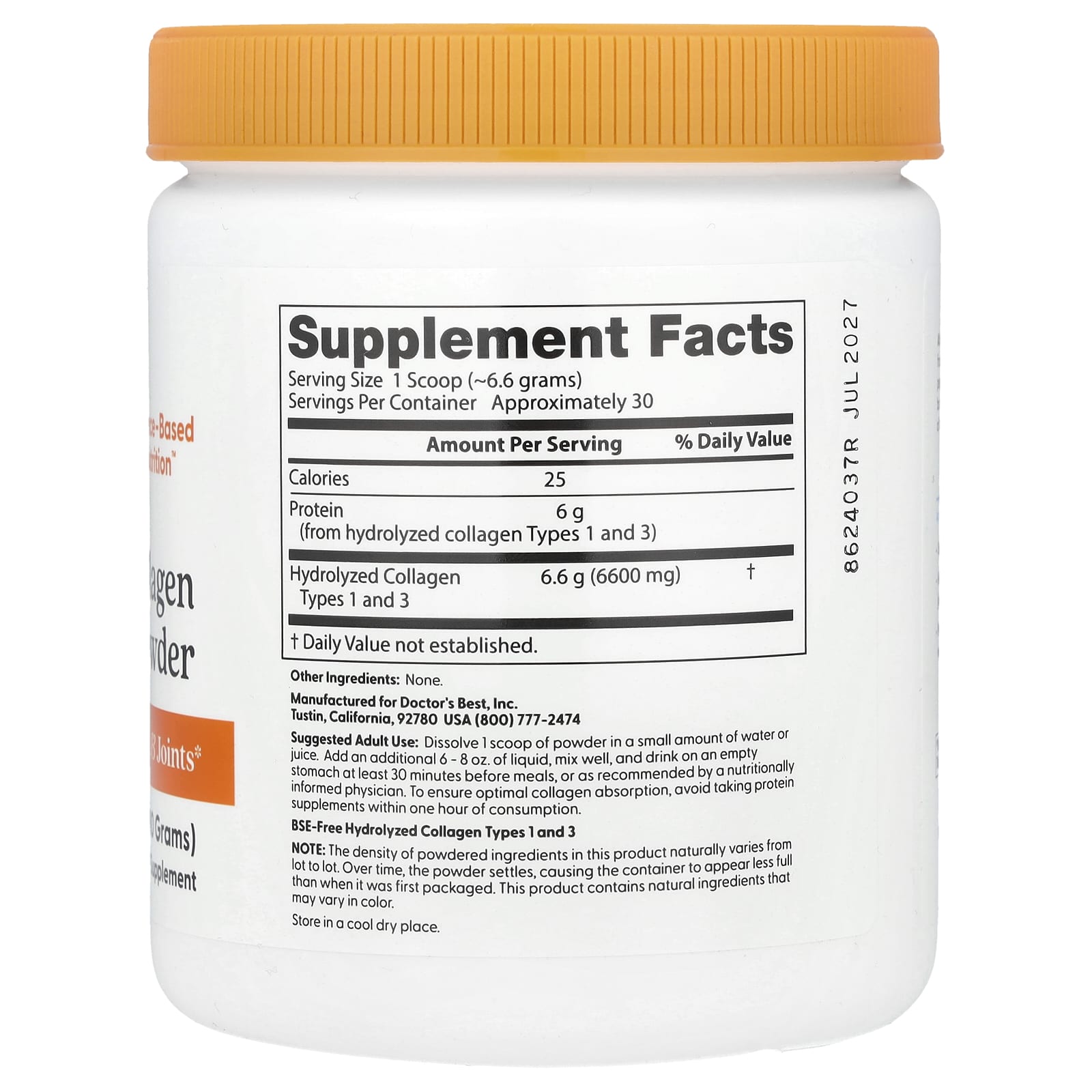 Doctor's Best Pure Collagen dosering & användning
